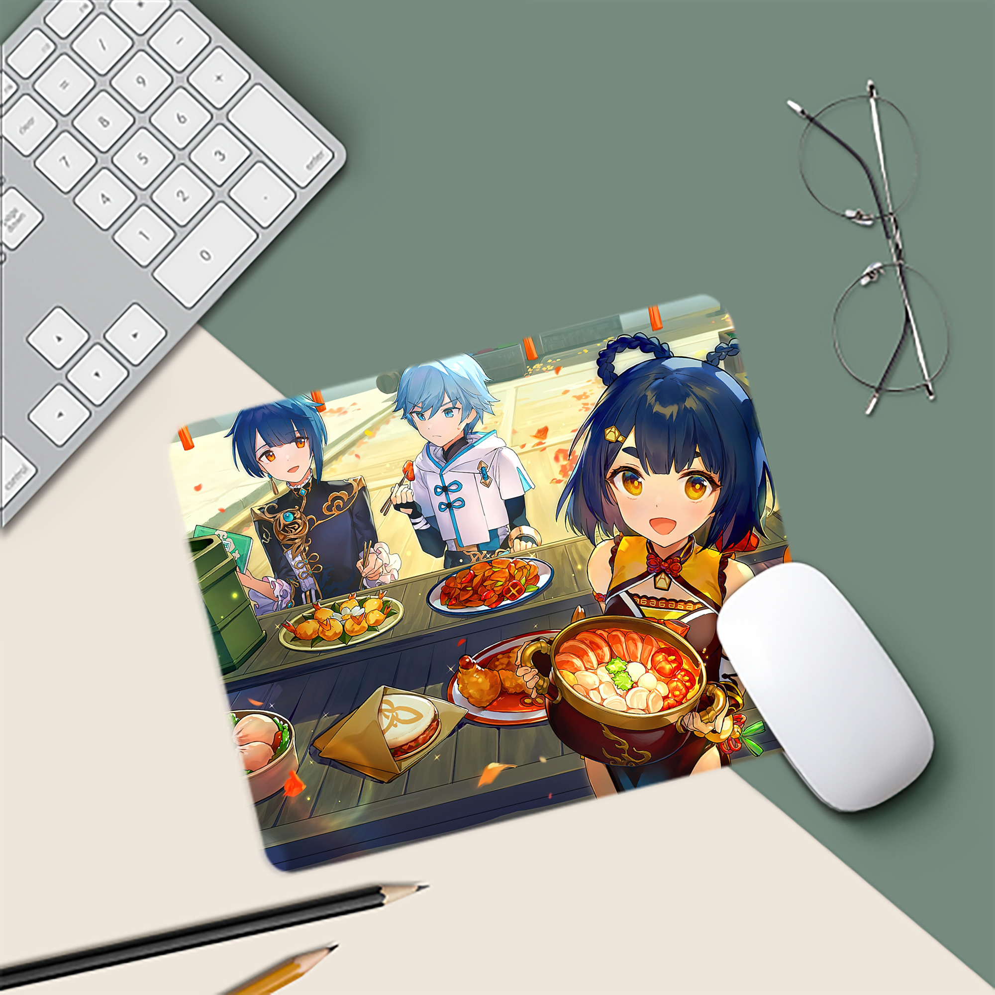 げんし神 genshin マウスパッド ステッチ加工 ラバー素材 防水 滑り止め 超薄型 ゲーミング/オフィス対応