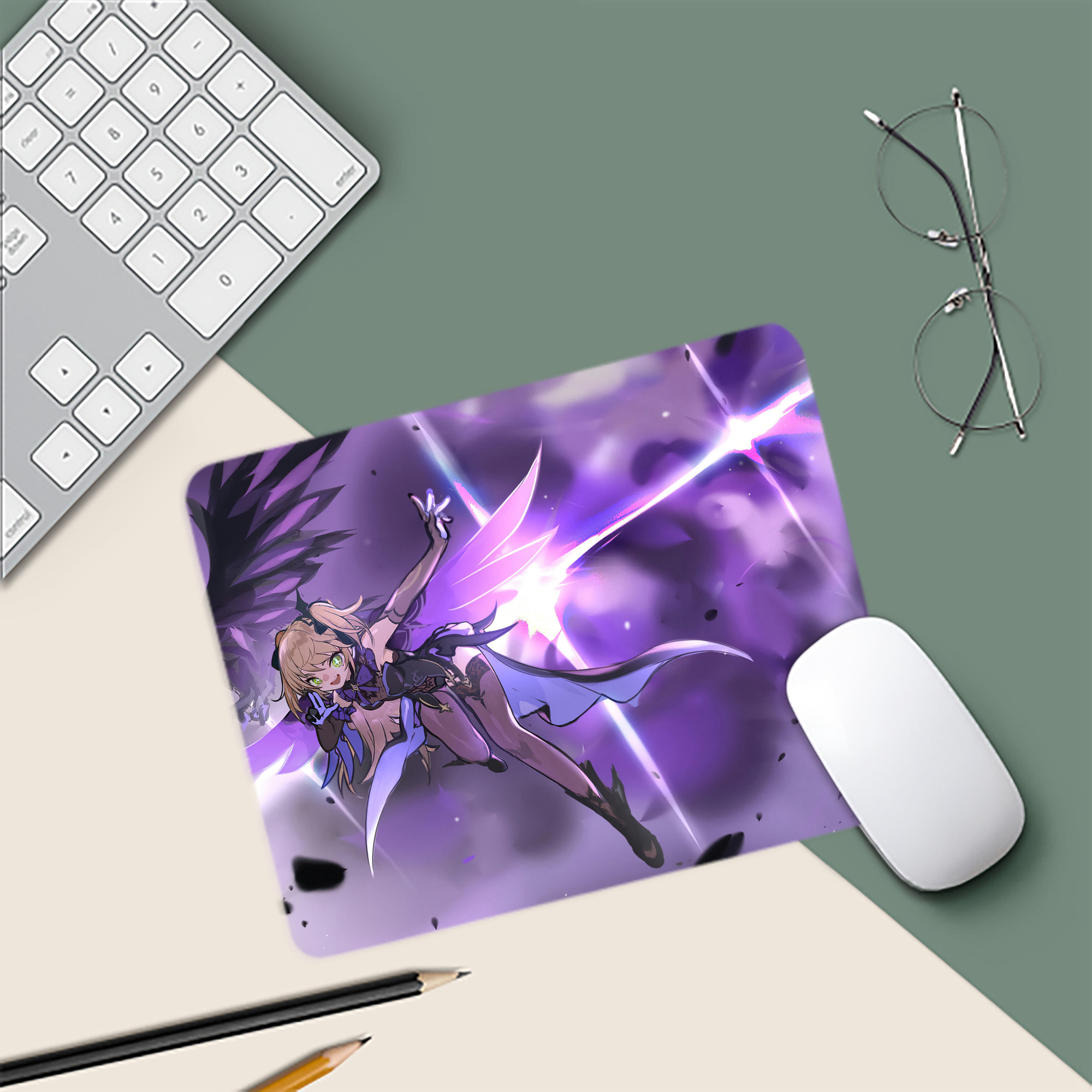 げんし神 genshin マウスパッド ステッチ加工 ラバー素材 防水 滑り止め 超薄型 ゲーミング/オフィス対応