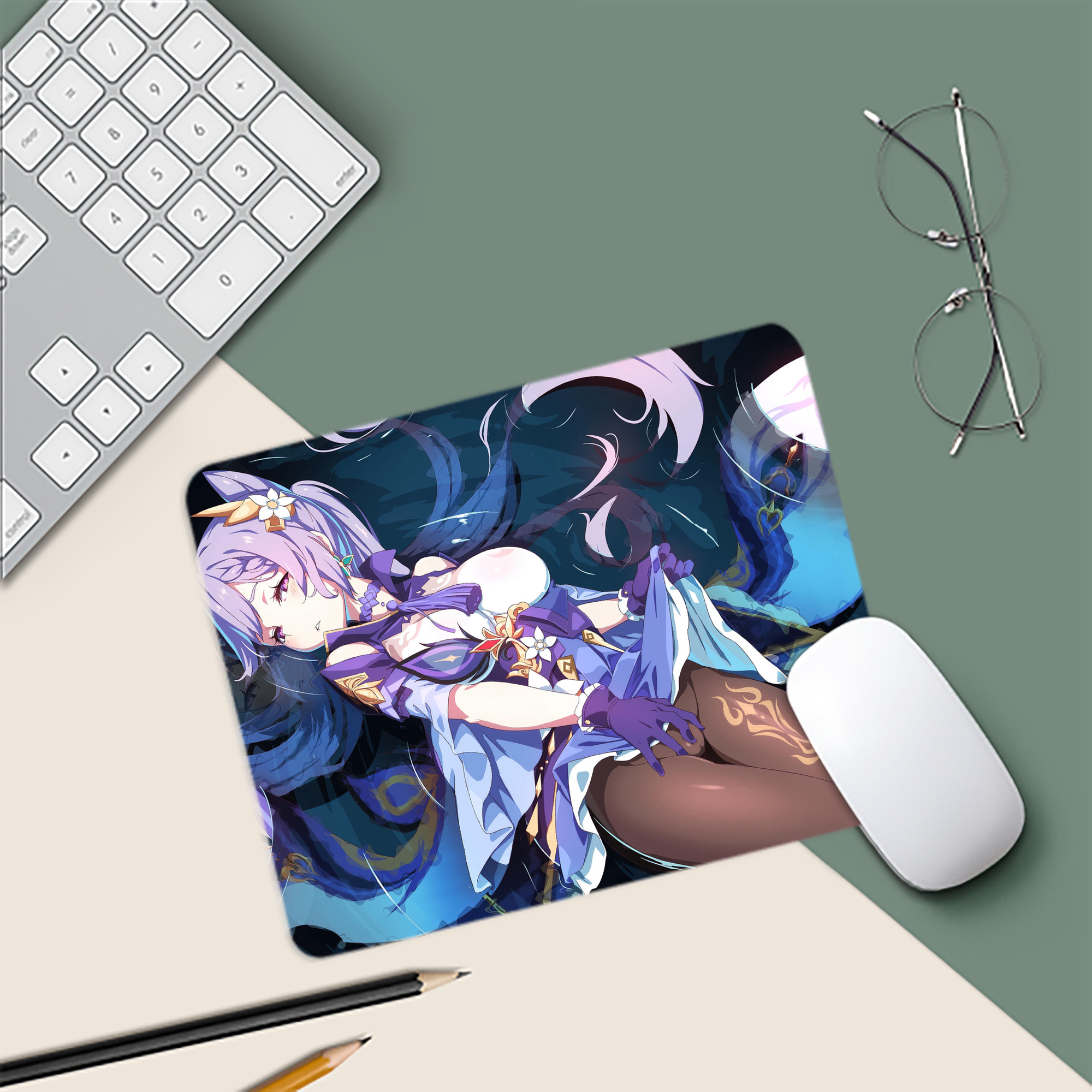 げんし神 genshin マウスパッド ステッチ加工 ラバー素材 防水 滑り止め 超薄型 ゲーミング/オフィス対応