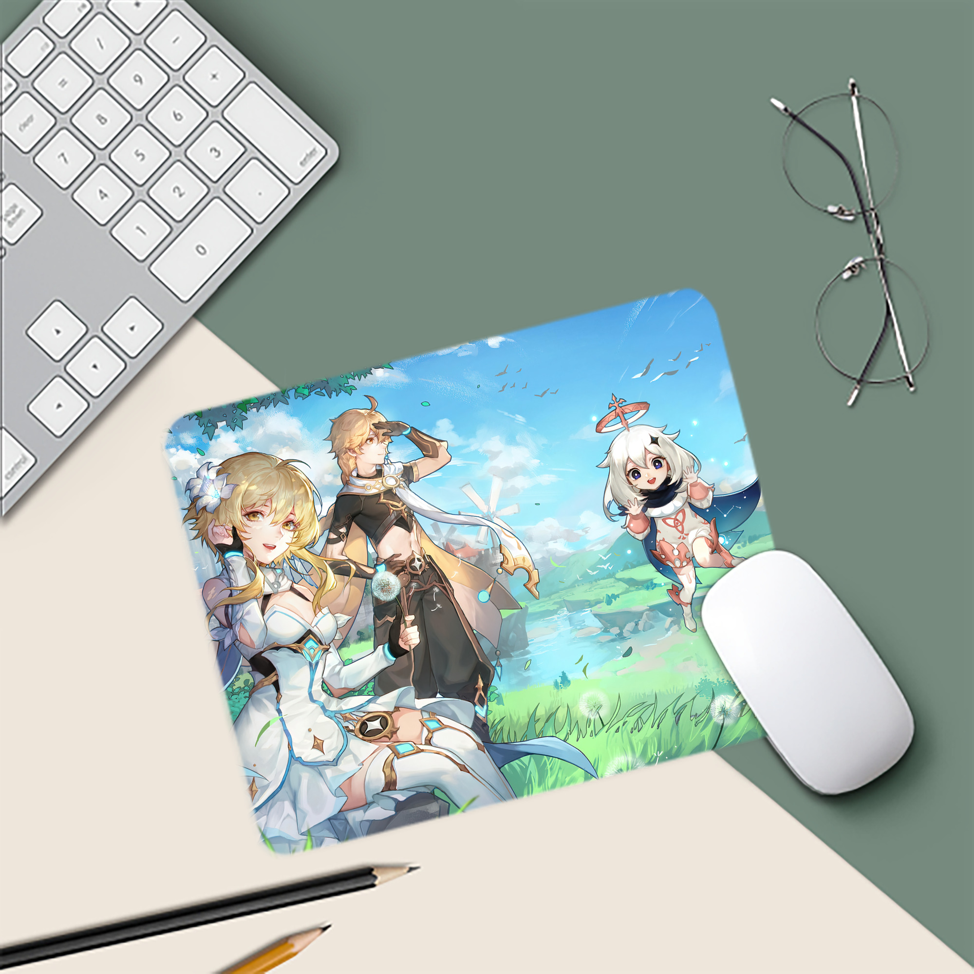 げんし神 genshin マウスパッド ステッチ加工 ラバー素材 防水 滑り止め 超薄型 ゲーミング/オフィス対応