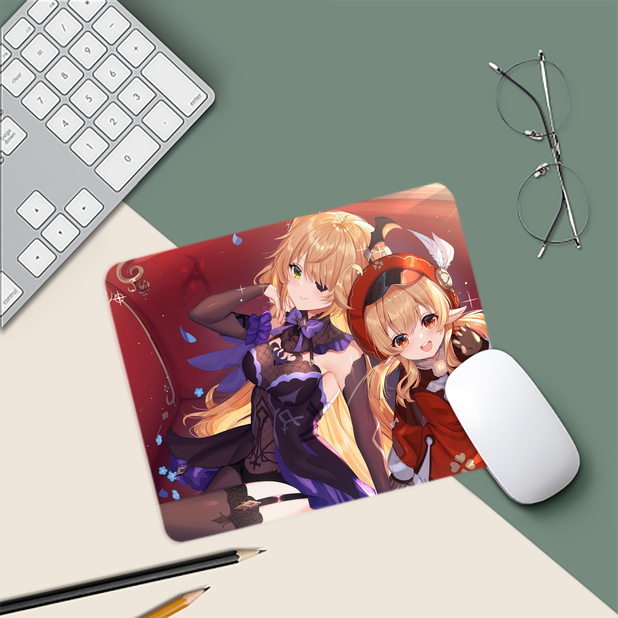 げんし神 genshin マウスパッド ステッチ加工 ラバー素材 防水 滑り止め 超薄型 ゲーミング/オフィス対応