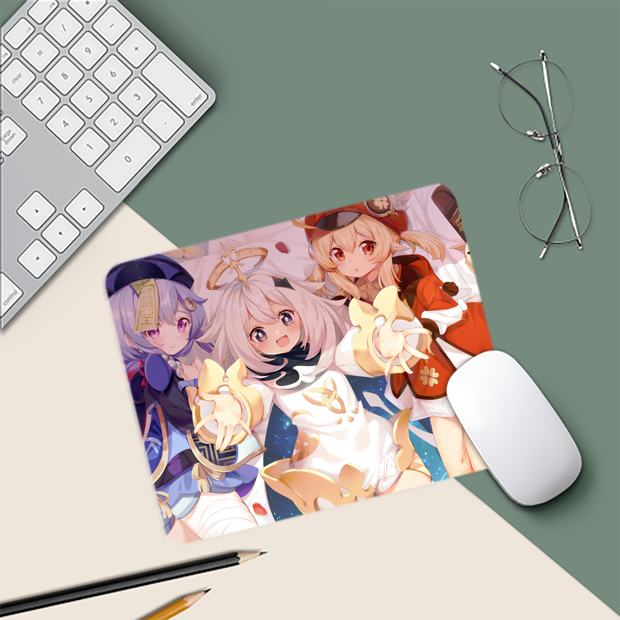 げんし神 genshin マウスパッド ステッチ加工 ラバー素材 防水 滑り止め 超薄型 ゲーミング/オフィス対応