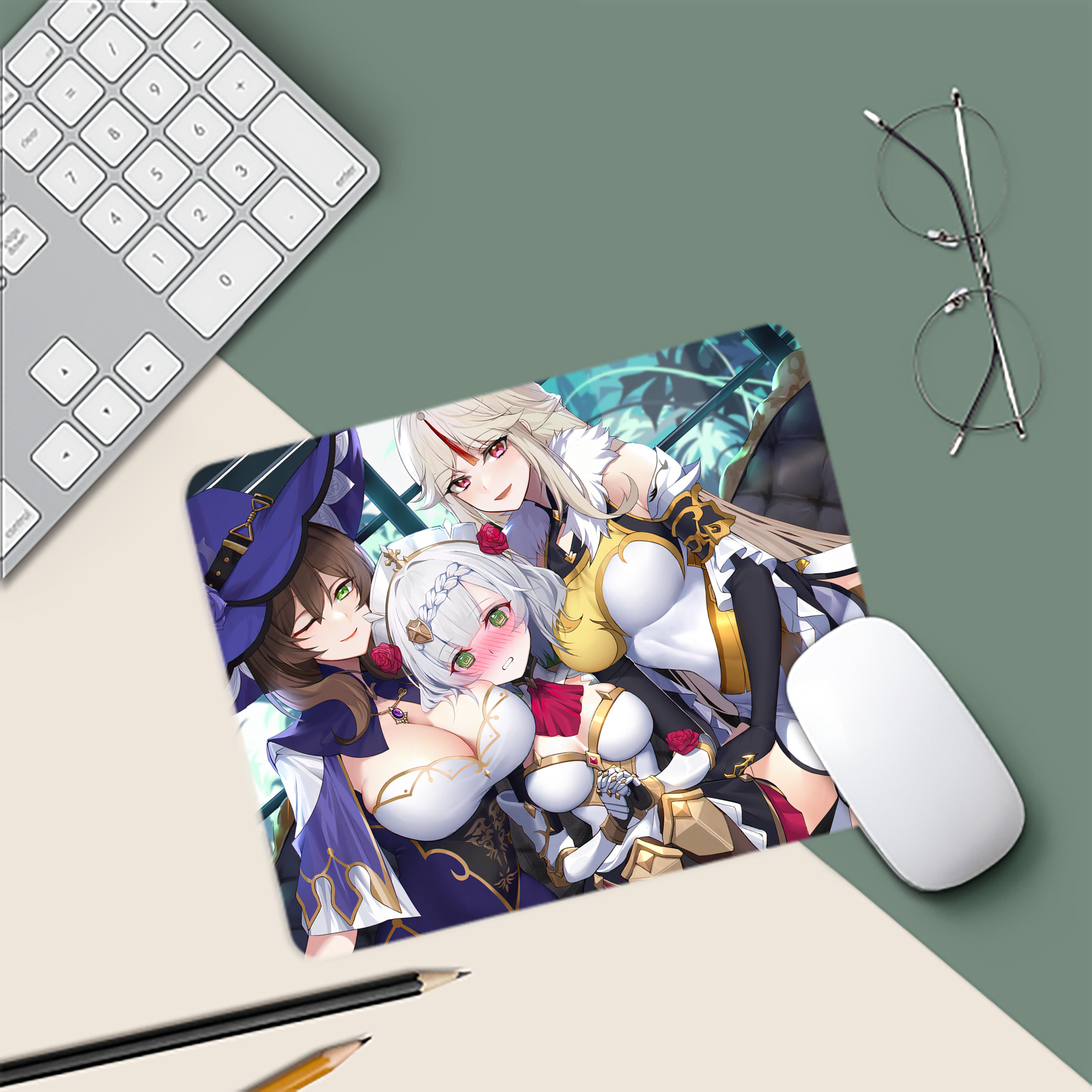 げんし神 genshin マウスパッド ステッチ加工 ラバー素材 防水 滑り止め 超薄型 ゲーミング/オフィス対応