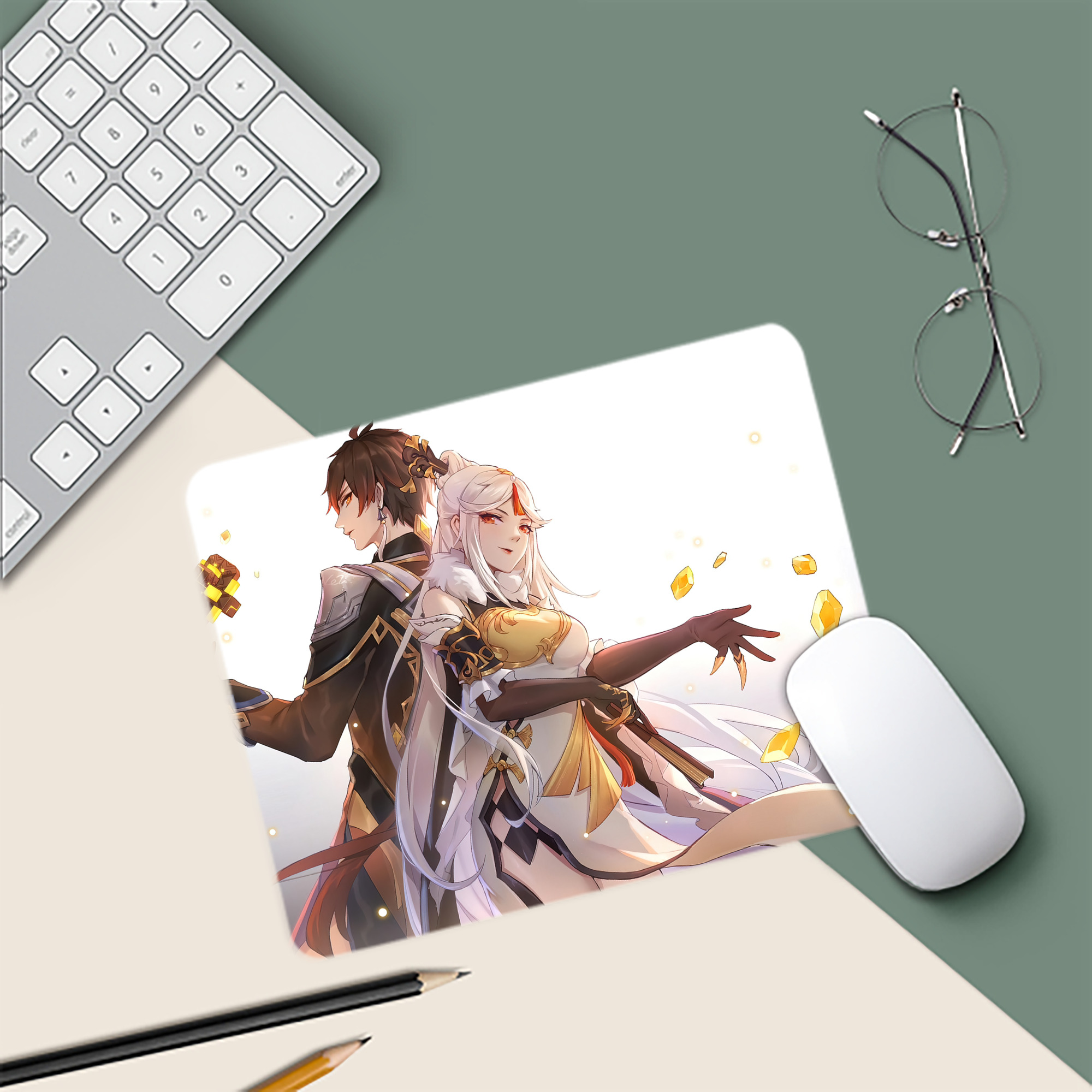 げんし神 genshin マウスパッド ステッチ加工 ラバー素材 防水 滑り止め 超薄型 ゲーミング/オフィス対応