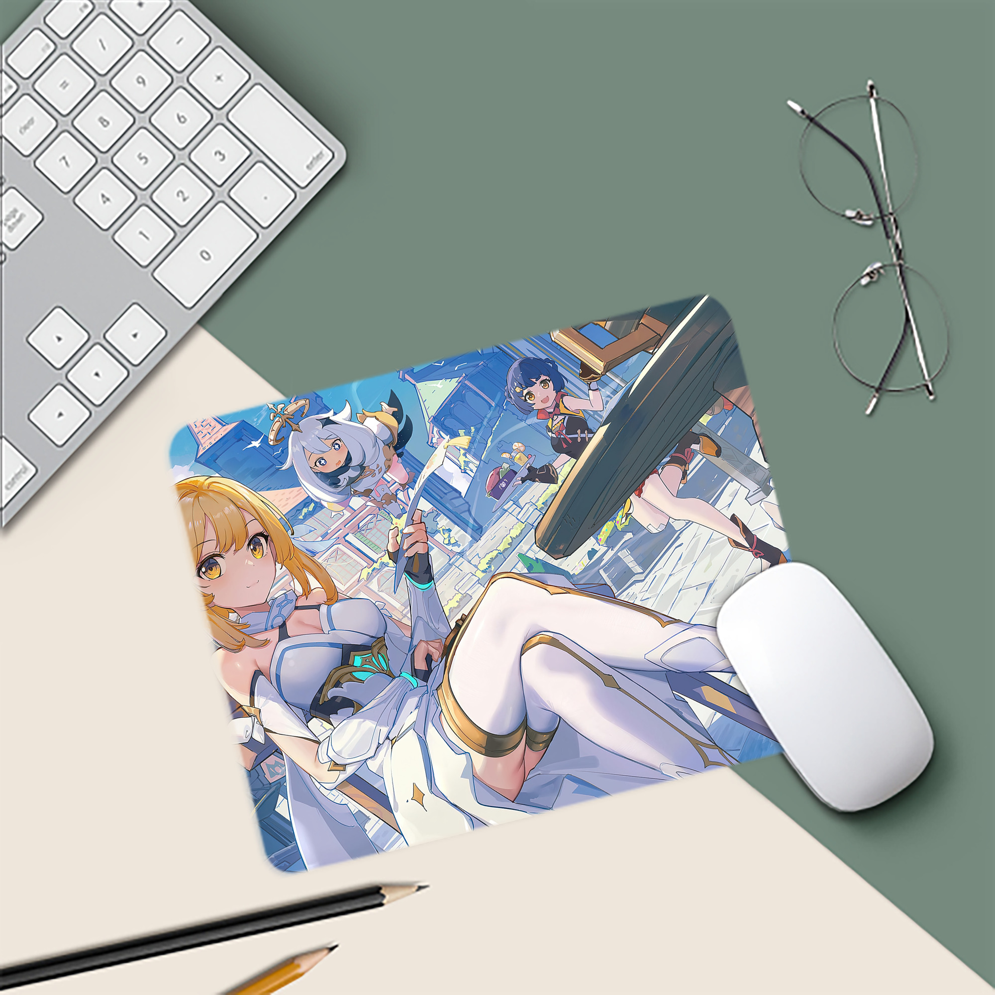 げんし神 genshin マウスパッド ステッチ加工 ラバー素材 防水 滑り止め 超薄型 ゲーミング/オフィス対応