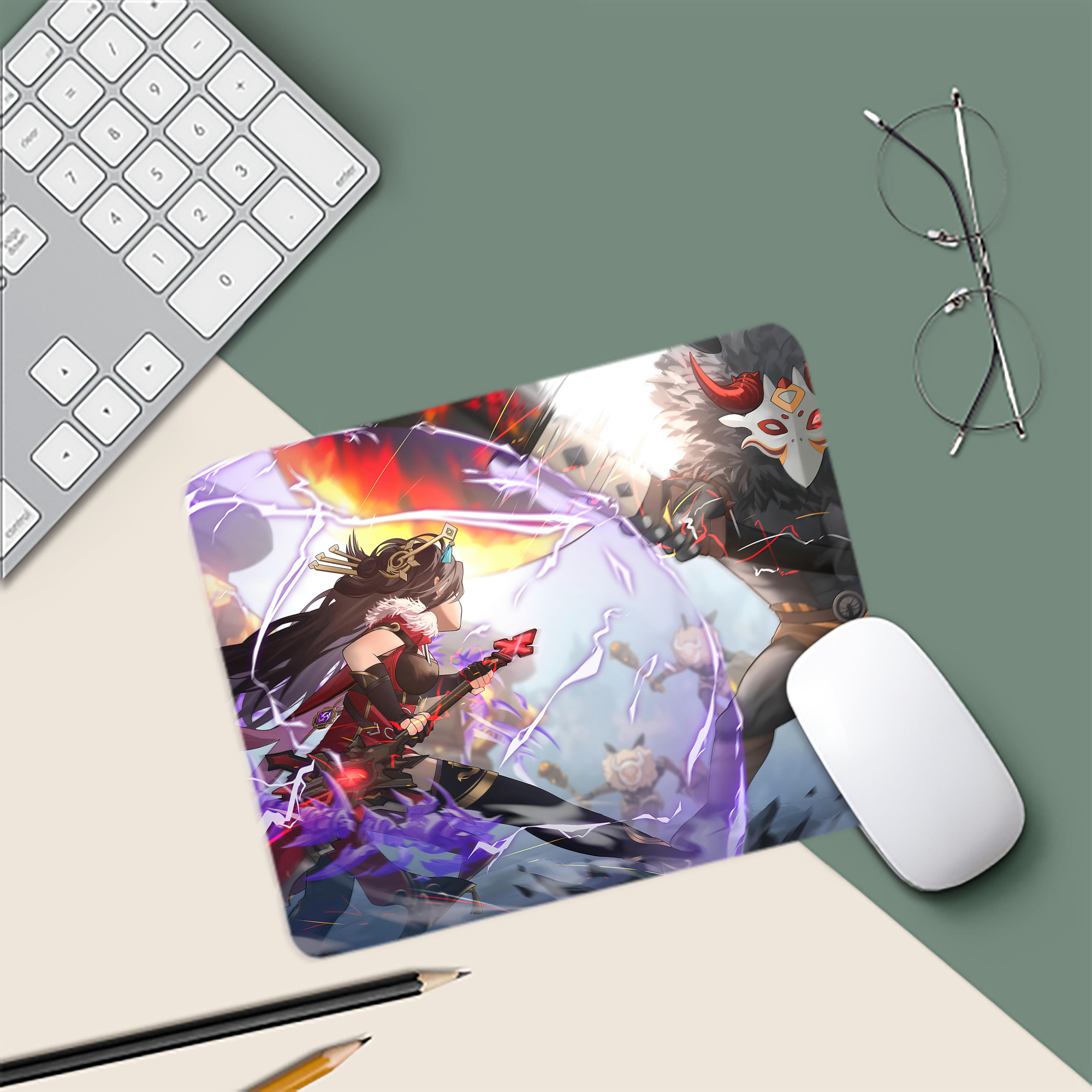 げんし神 genshin マウスパッド ステッチ加工 ラバー素材 防水 滑り止め 超薄型 ゲーミング/オフィス対応