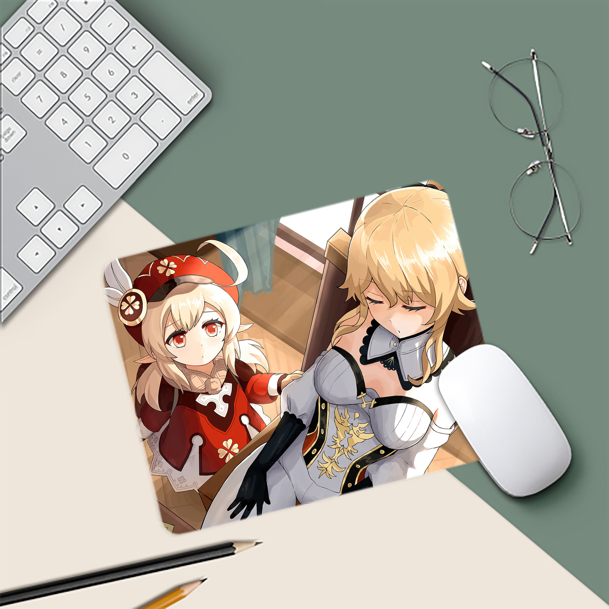 げんし神 genshin マウスパッド ステッチ加工 ラバー素材 防水 滑り止め 超薄型 ゲーミング/オフィス対応