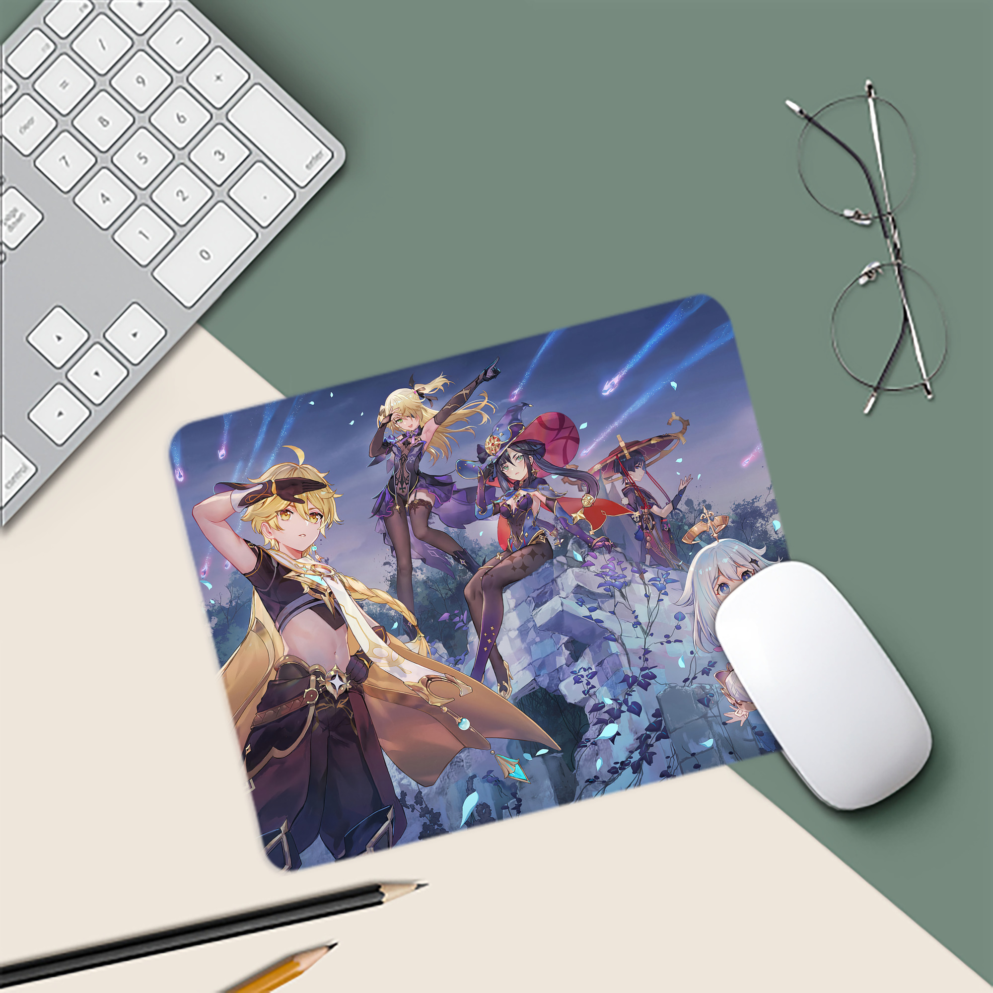 げんし神 genshin マウスパッド ステッチ加工 ラバー素材 防水 滑り止め 超薄型 ゲーミング/オフィス対応