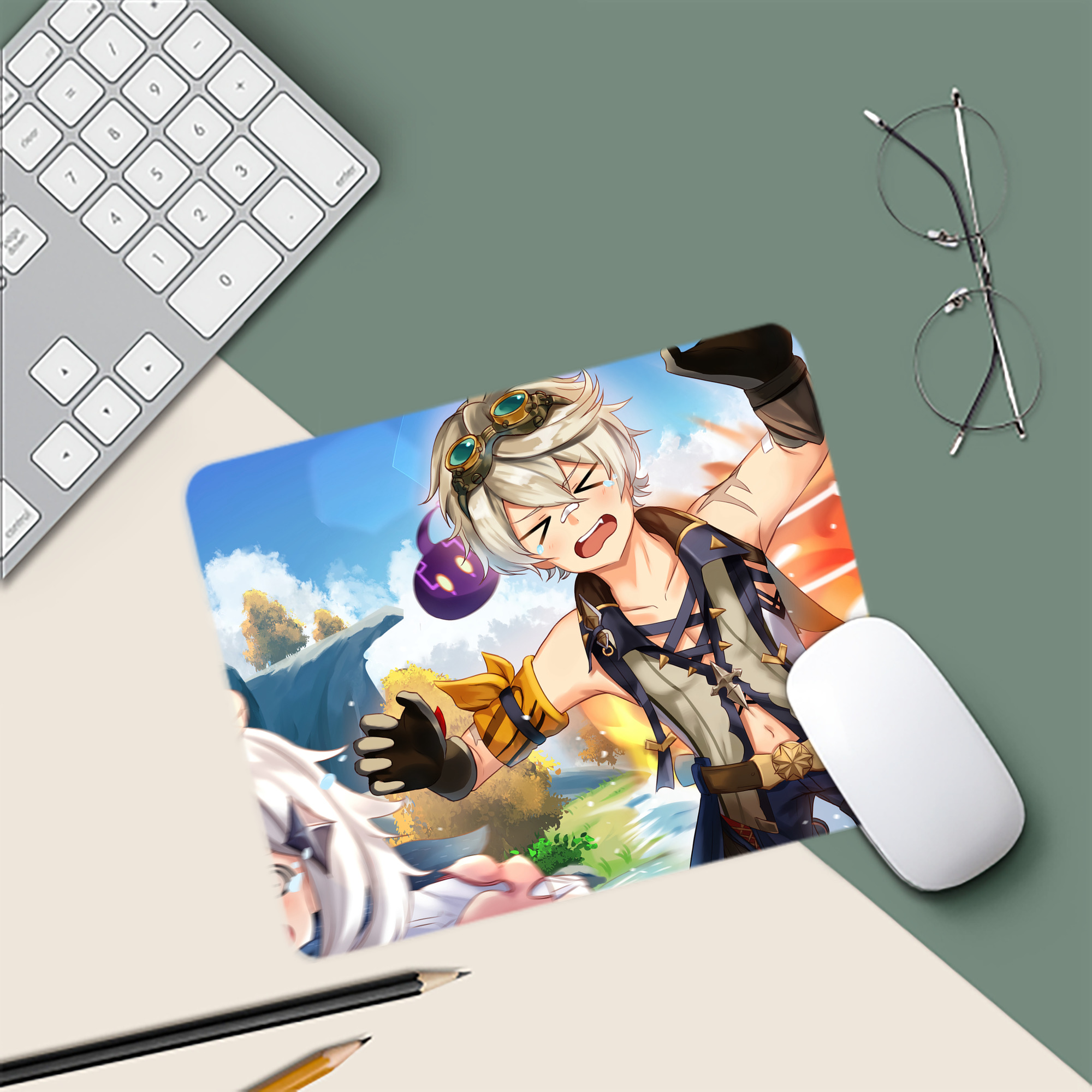 げんし神 genshin マウスパッド ステッチ加工 ラバー素材 防水 滑り止め 超薄型 ゲーミング/オフィス対応