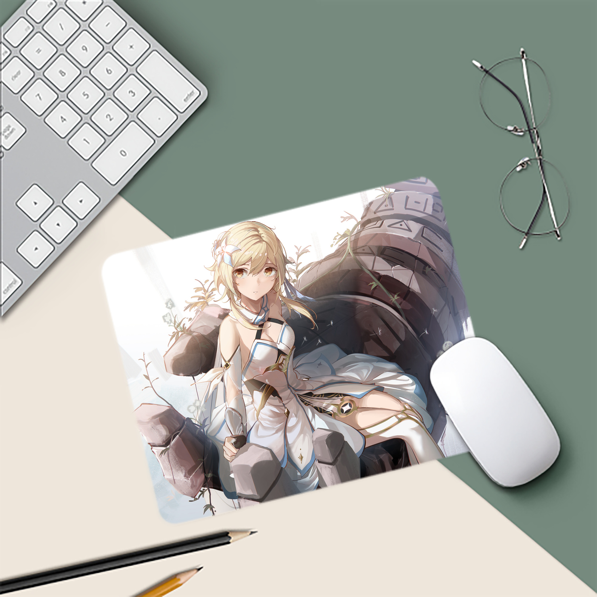 げんし神 genshin マウスパッド ステッチ加工 ラバー素材 防水 滑り止め 超薄型 ゲーミング/オフィス対応