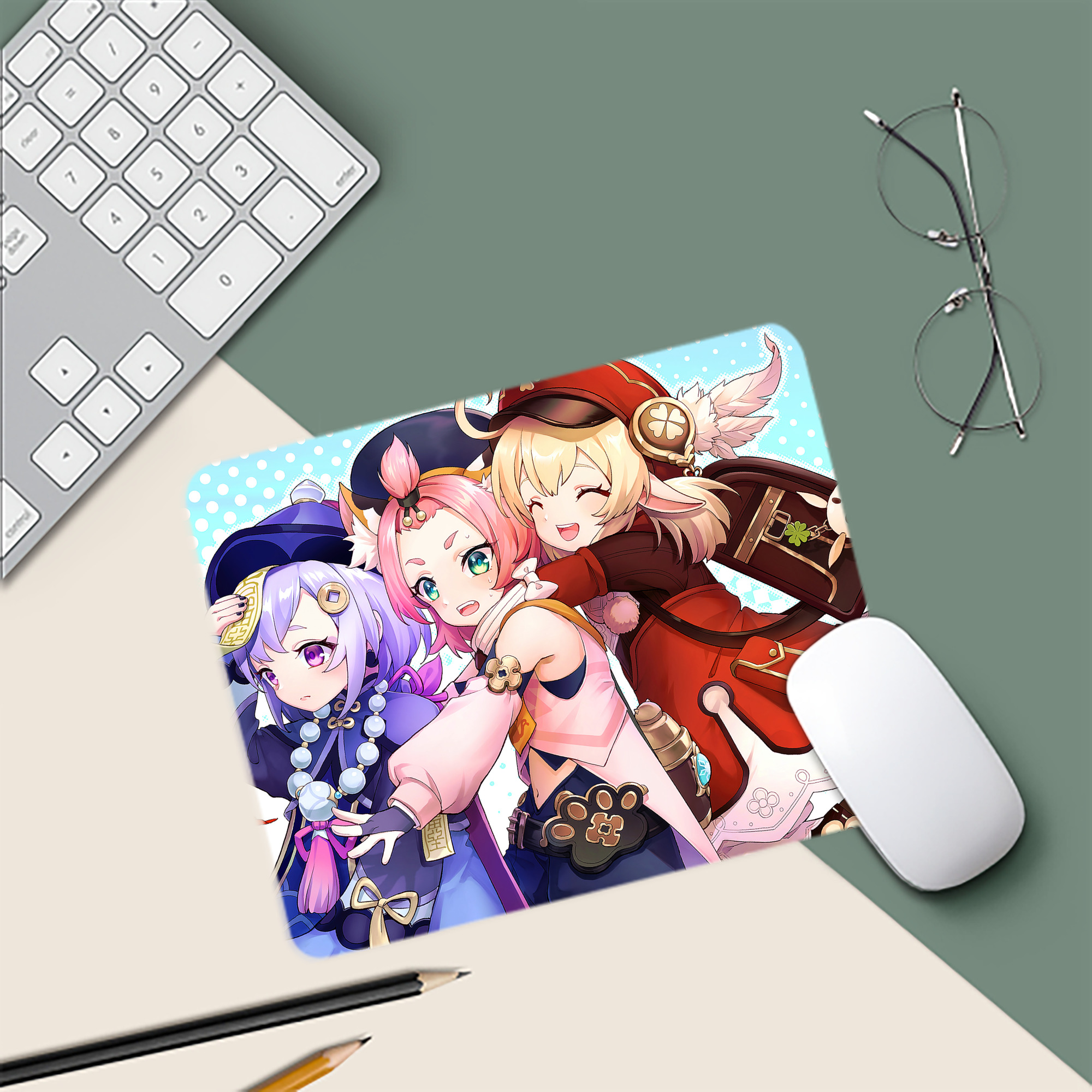 げんし神 genshin マウスパッド ステッチ加工 ラバー素材 防水 滑り止め 超薄型 ゲーミング/オフィス対応