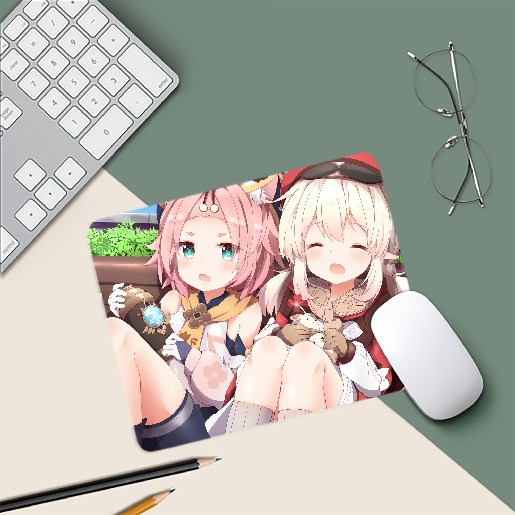 げんし神 genshin マウスパッド ステッチ加工 ラバー素材 防水 滑り止め 超薄型 ゲーミング/オフィス対応