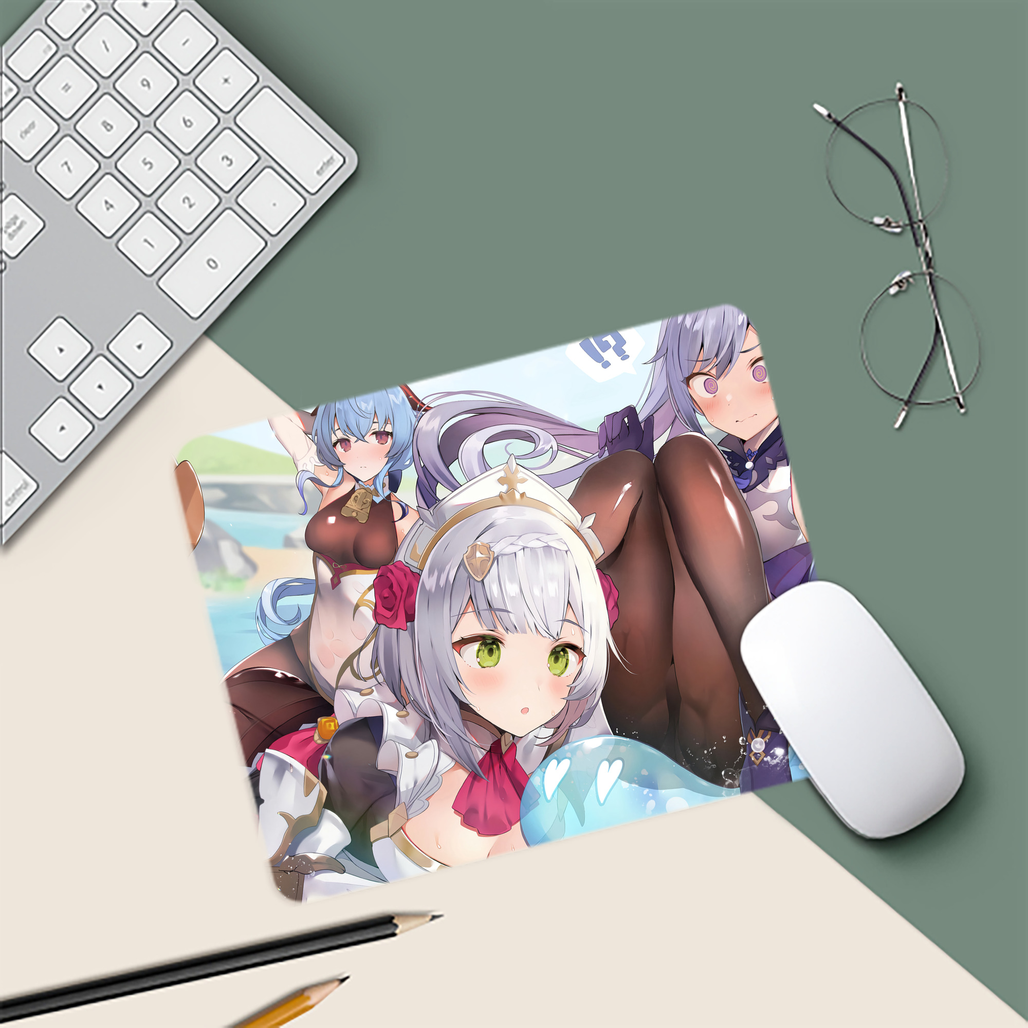 げんし神 genshin マウスパッド ステッチ加工 ラバー素材 防水 滑り止め 超薄型 ゲーミング/オフィス対応