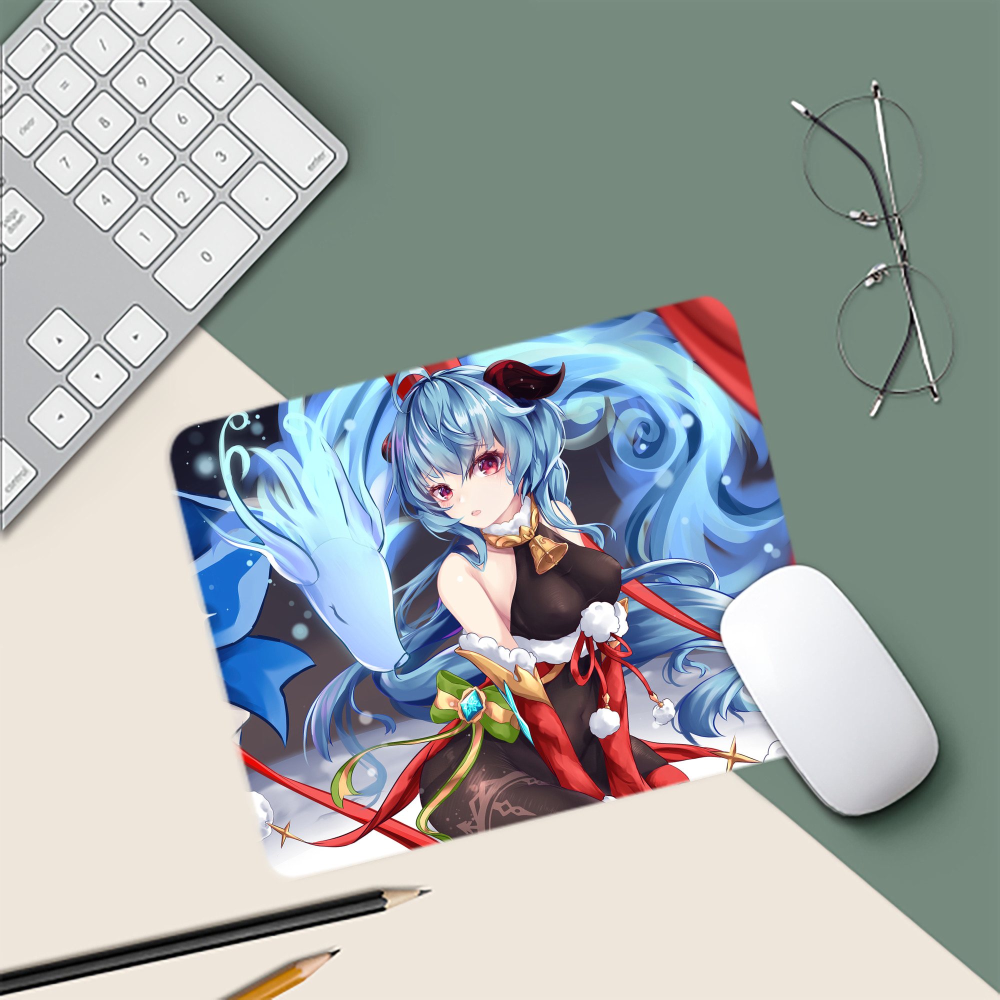 げんし神 genshin マウスパッド ステッチ加工 ラバー素材 防水 滑り止め 超薄型 ゲーミング/オフィス対応