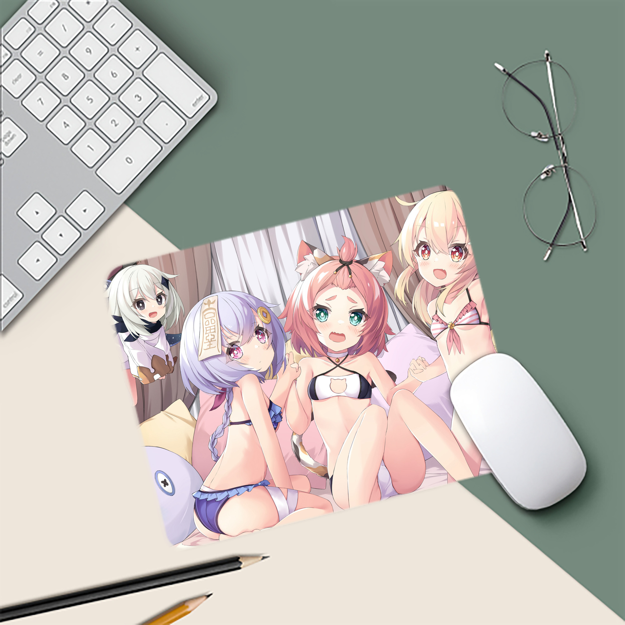 げんし神 genshin マウスパッド ステッチ加工 ラバー素材 防水 滑り止め 超薄型 ゲーミング/オフィス対応