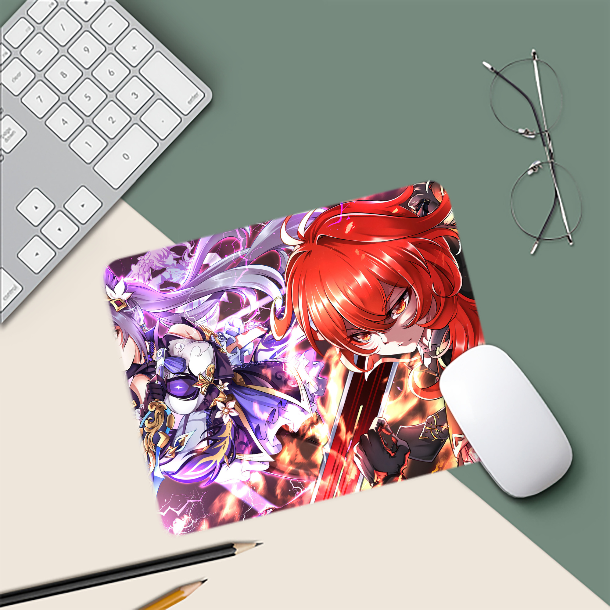 げんし神 genshin マウスパッド ステッチ加工 ラバー素材 防水 滑り止め 超薄型 ゲーミング/オフィス対応