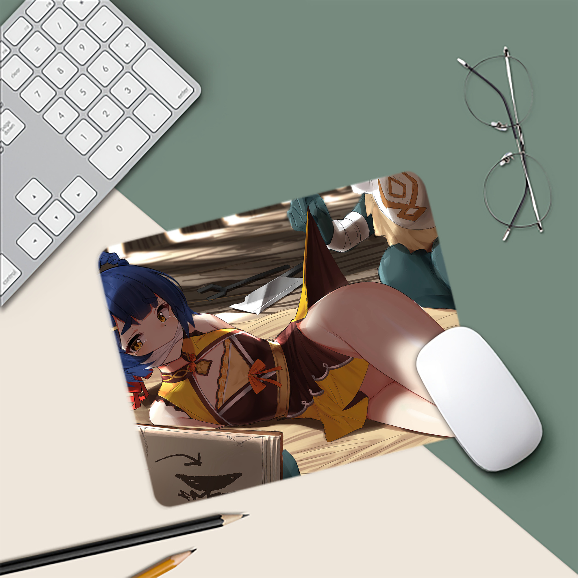 げんし神 genshin マウスパッド ステッチ加工 ラバー素材 防水 滑り止め 超薄型 ゲーミング/オフィス対応