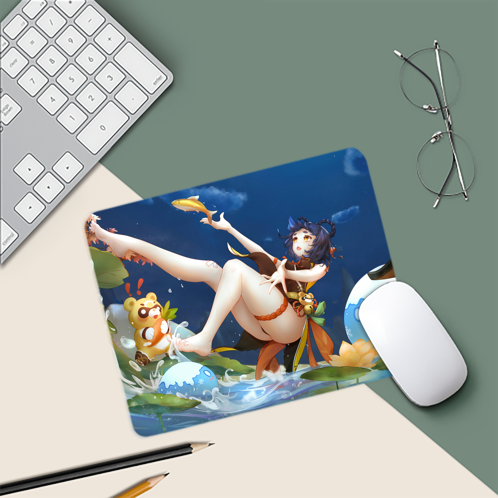 げんし神 genshin マウスパッド ステッチ加工 ラバー素材 防水 滑り止め 超薄型 ゲーミング/オフィス対応