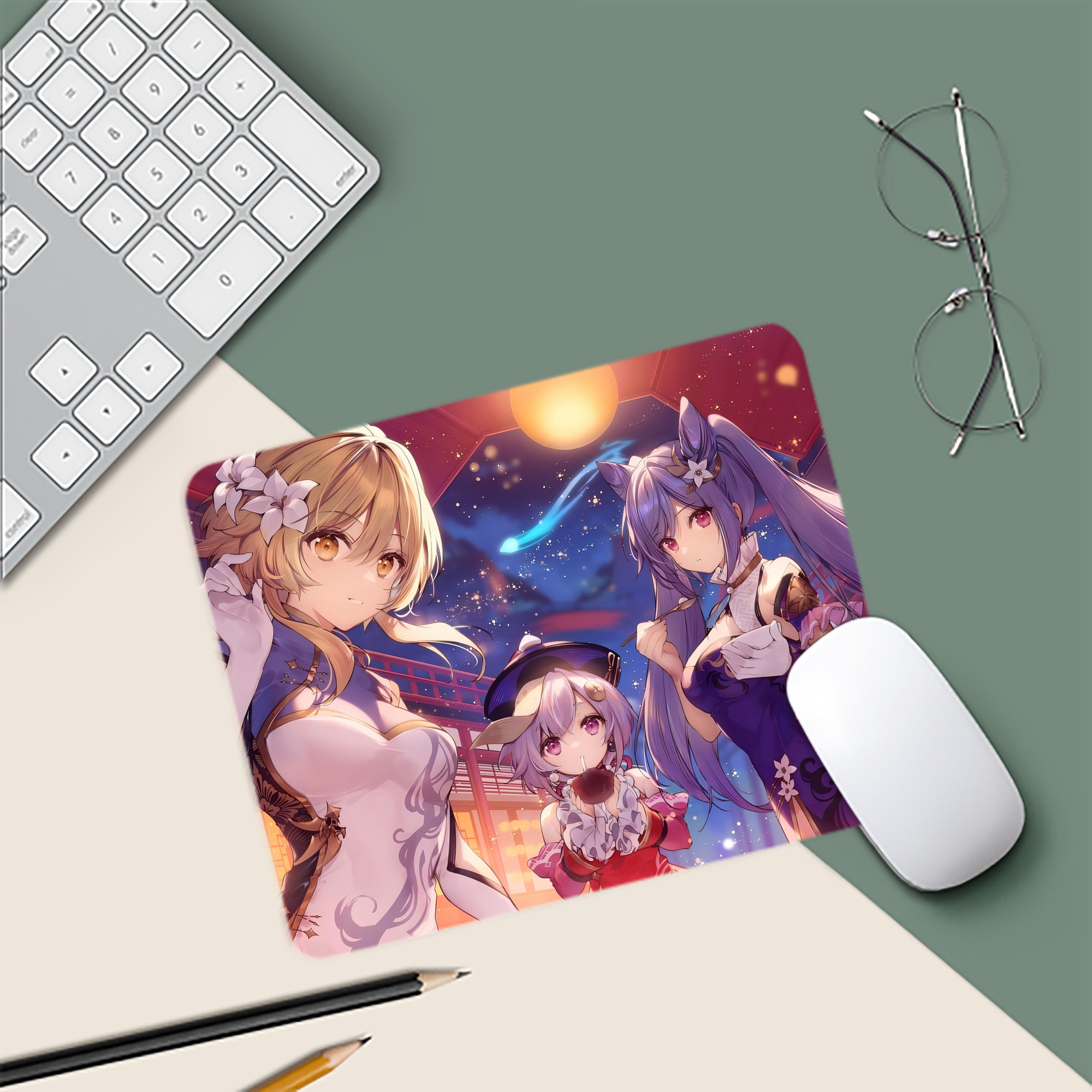 げんし神 genshin マウスパッド ステッチ加工 ラバー素材 防水 滑り止め 超薄型 ゲーミング/オフィス対応