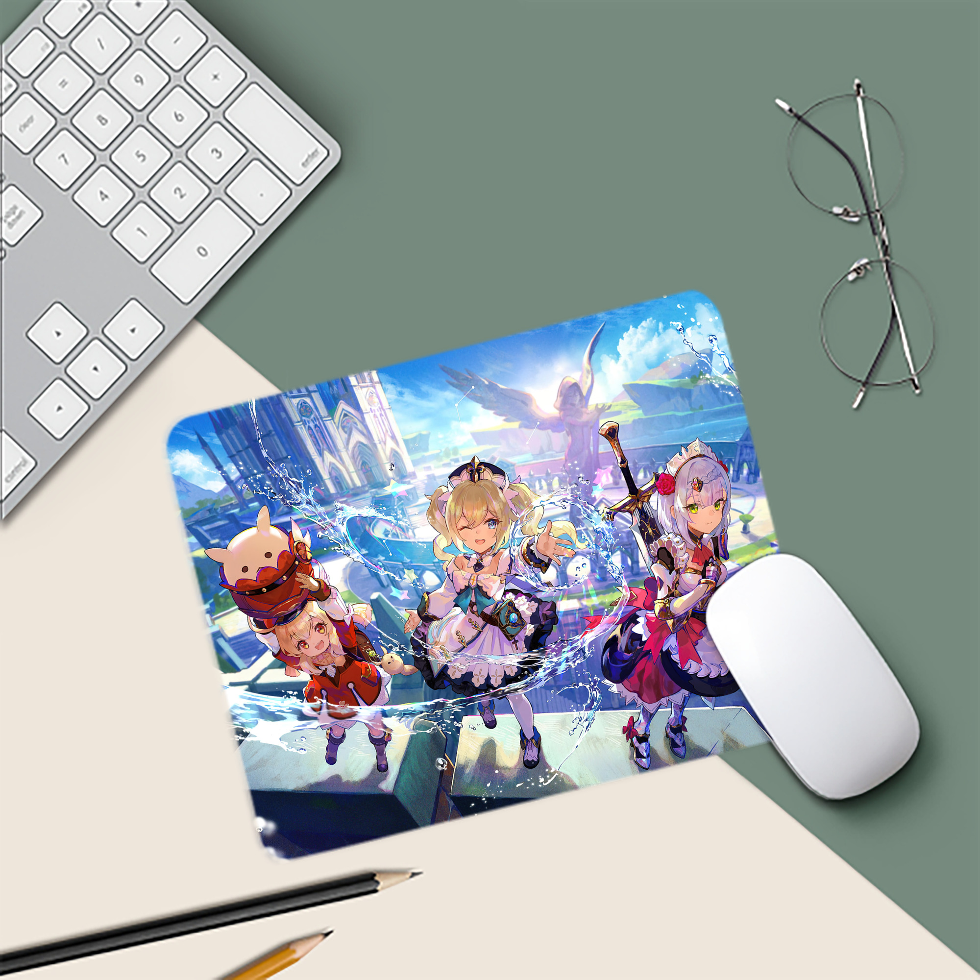 げんし神 genshin マウスパッド ステッチ加工 ラバー素材 防水 滑り止め 超薄型 ゲーミング/オフィス対応