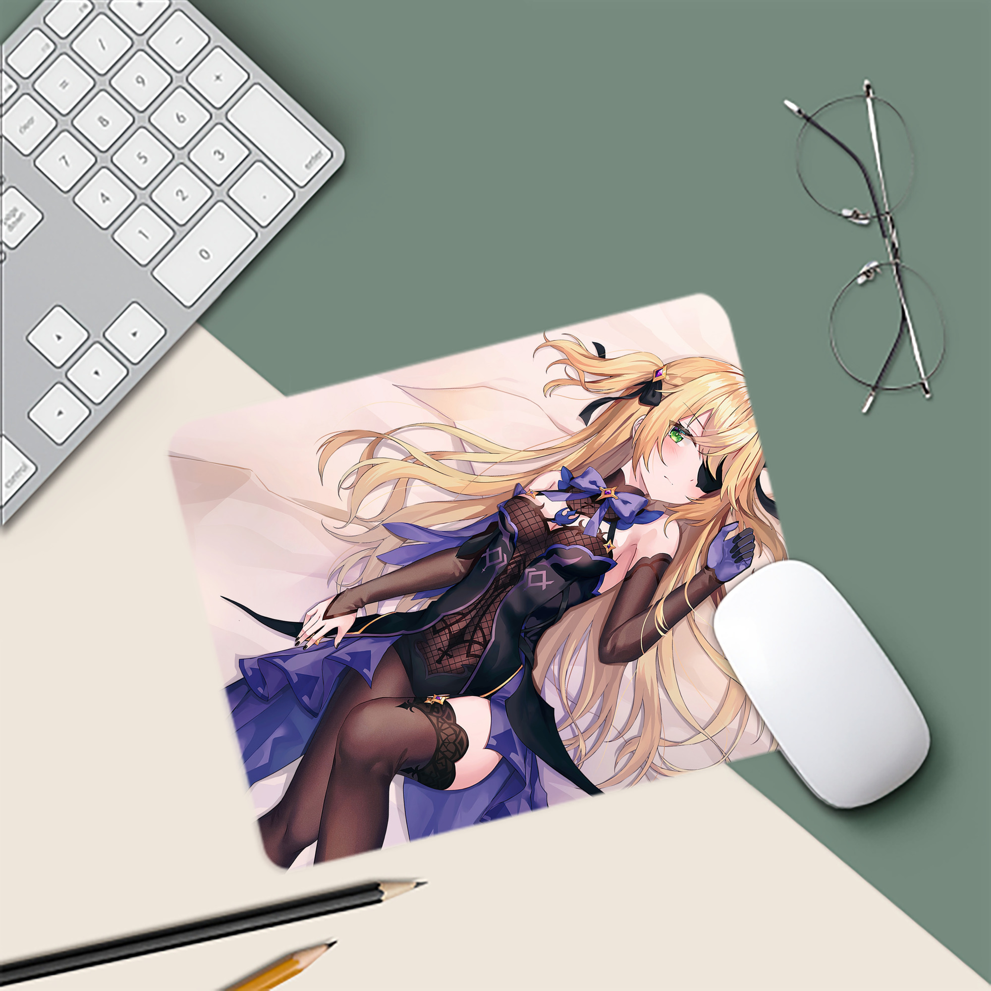 げんし神 genshin マウスパッド ステッチ加工 ラバー素材 防水 滑り止め 超薄型 ゲーミング/オフィス対応