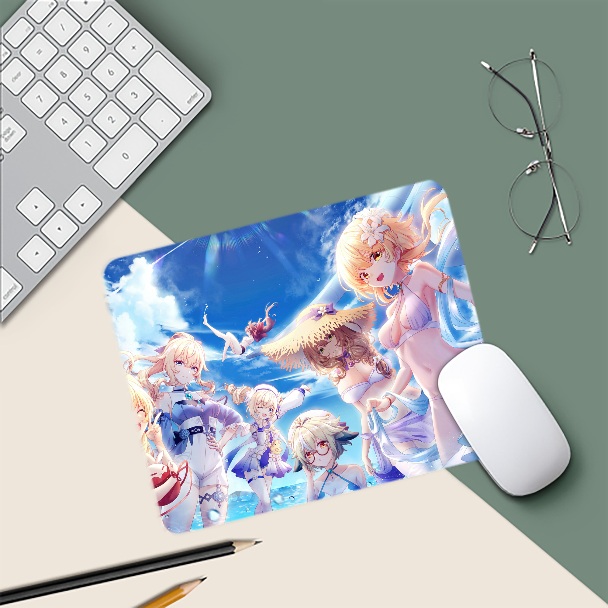 げんし神 genshin マウスパッド ステッチ加工 ラバー素材 防水 滑り止め 超薄型 ゲーミング/オフィス対応