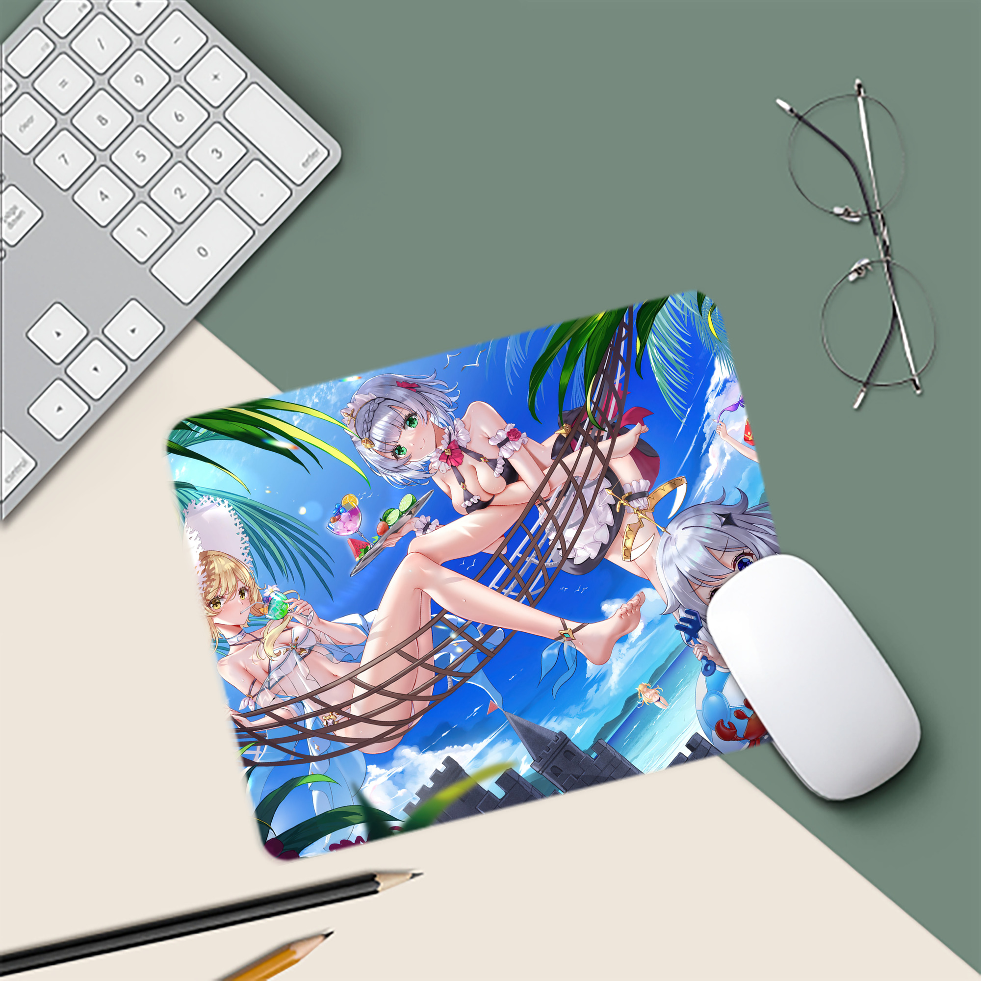 げんし神 genshin マウスパッド ステッチ加工 ラバー素材 防水 滑り止め 超薄型 ゲーミング/オフィス対応