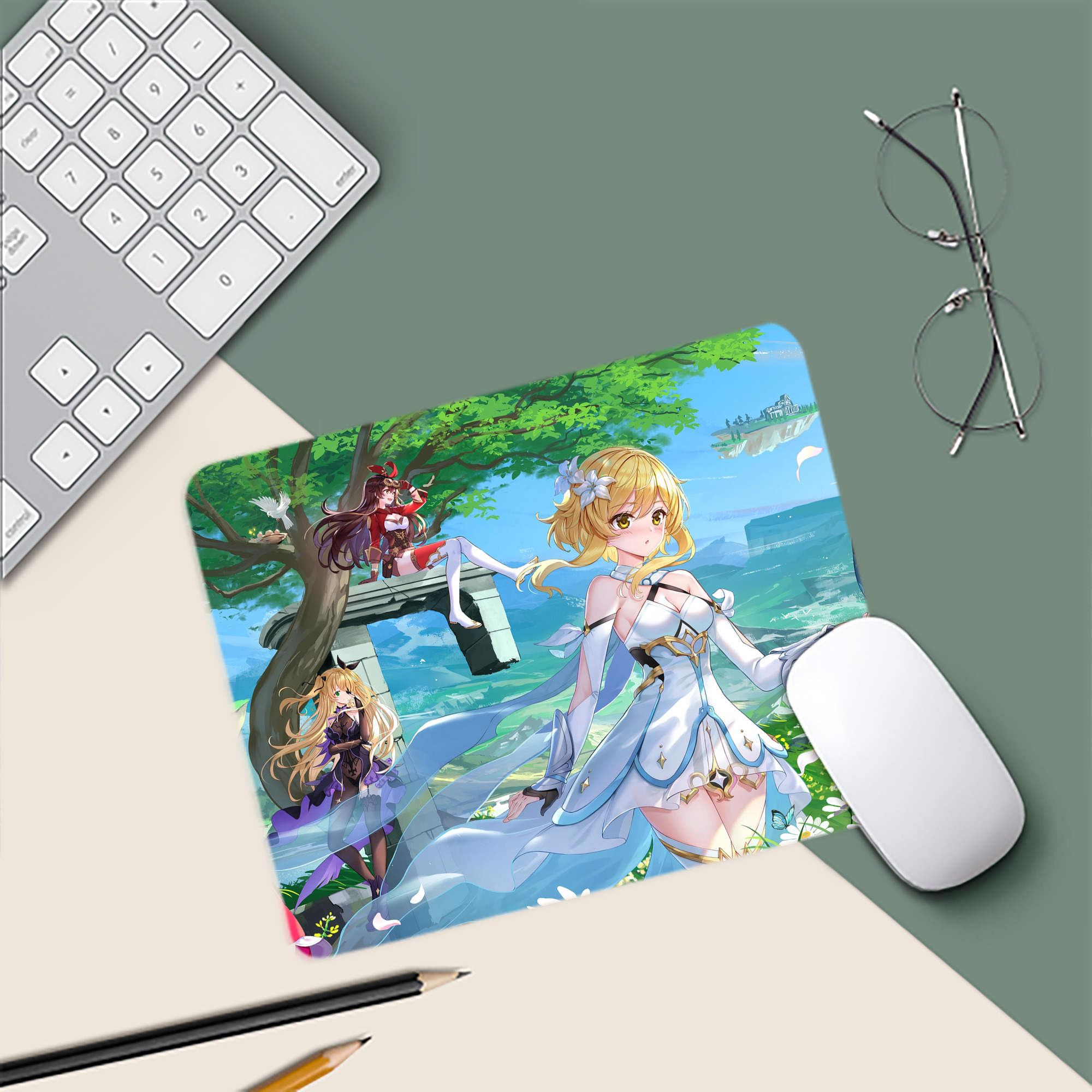 げんし神 genshin マウスパッド ステッチ加工 ラバー素材 防水 滑り止め 超薄型 ゲーミング/オフィス対応