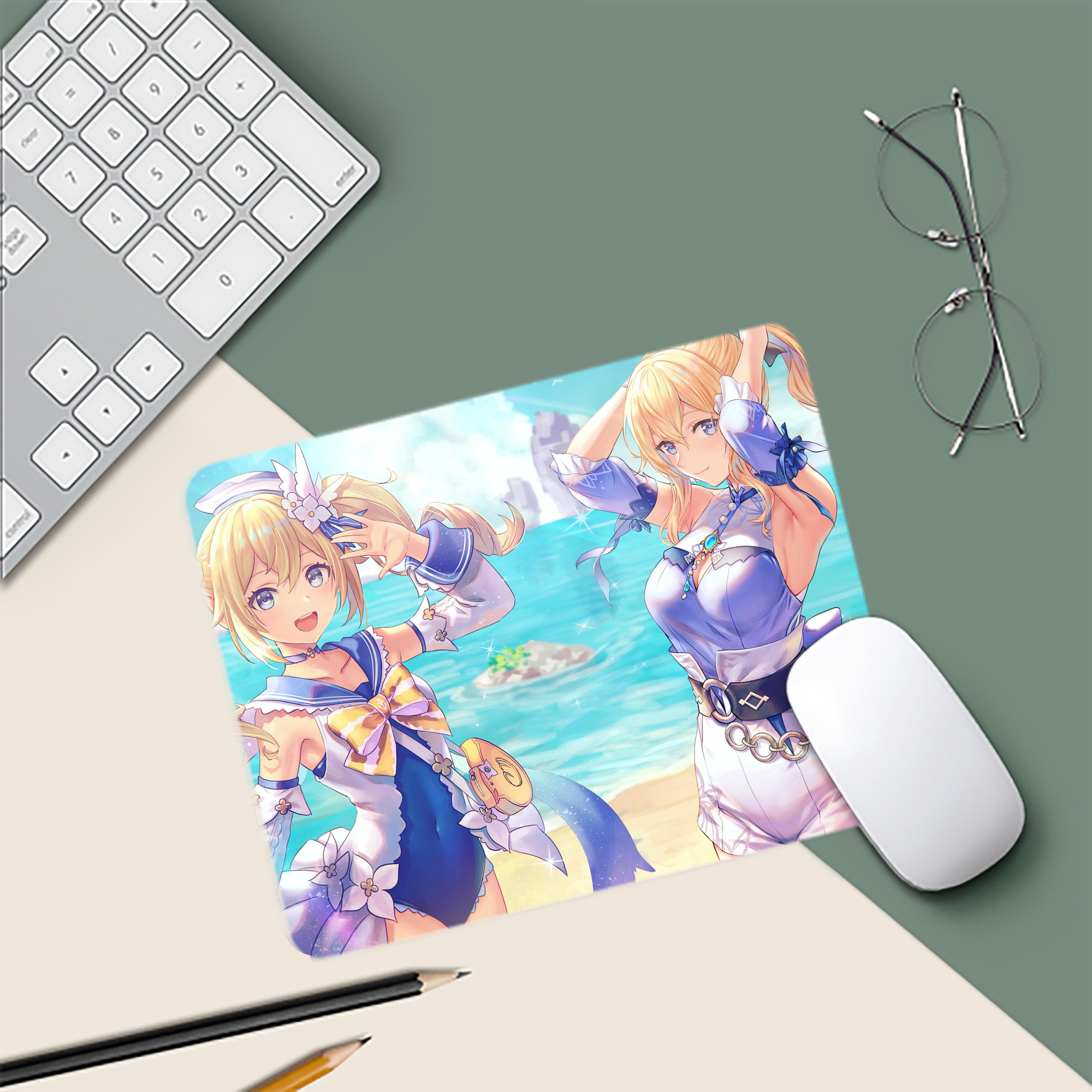 げんし神 genshin マウスパッド ステッチ加工 ラバー素材 防水 滑り止め 超薄型 ゲーミング/オフィス対応