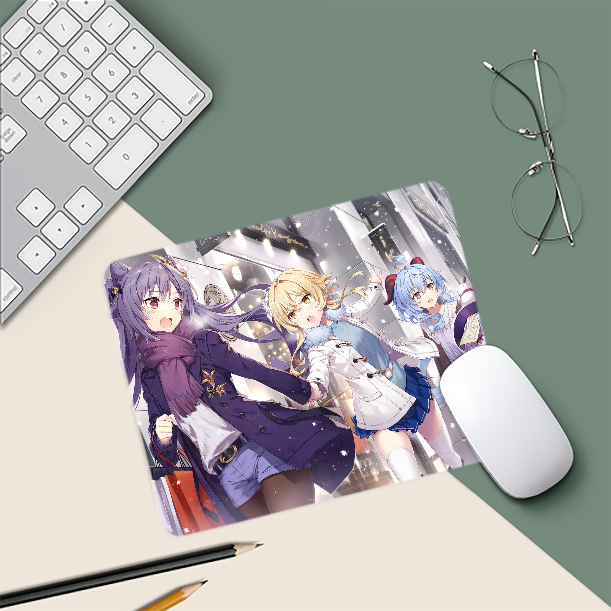 げんし神 genshin マウスパッド ステッチ加工 ラバー素材 防水 滑り止め 超薄型 ゲーミング/オフィス対応