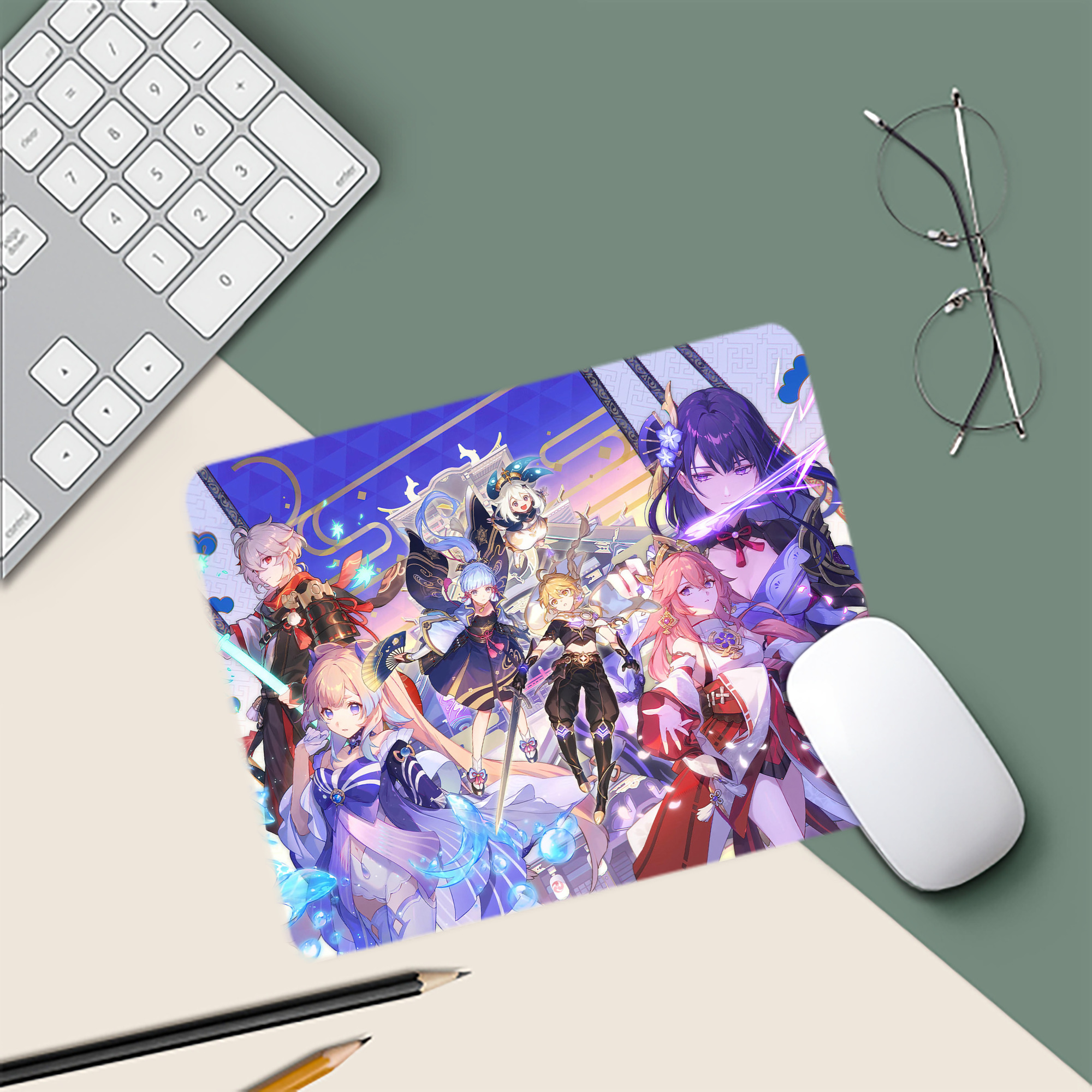 げんし神 genshin マウスパッド ステッチ加工 ラバー素材 防水 滑り止め 超薄型 ゲーミング/オフィス対応