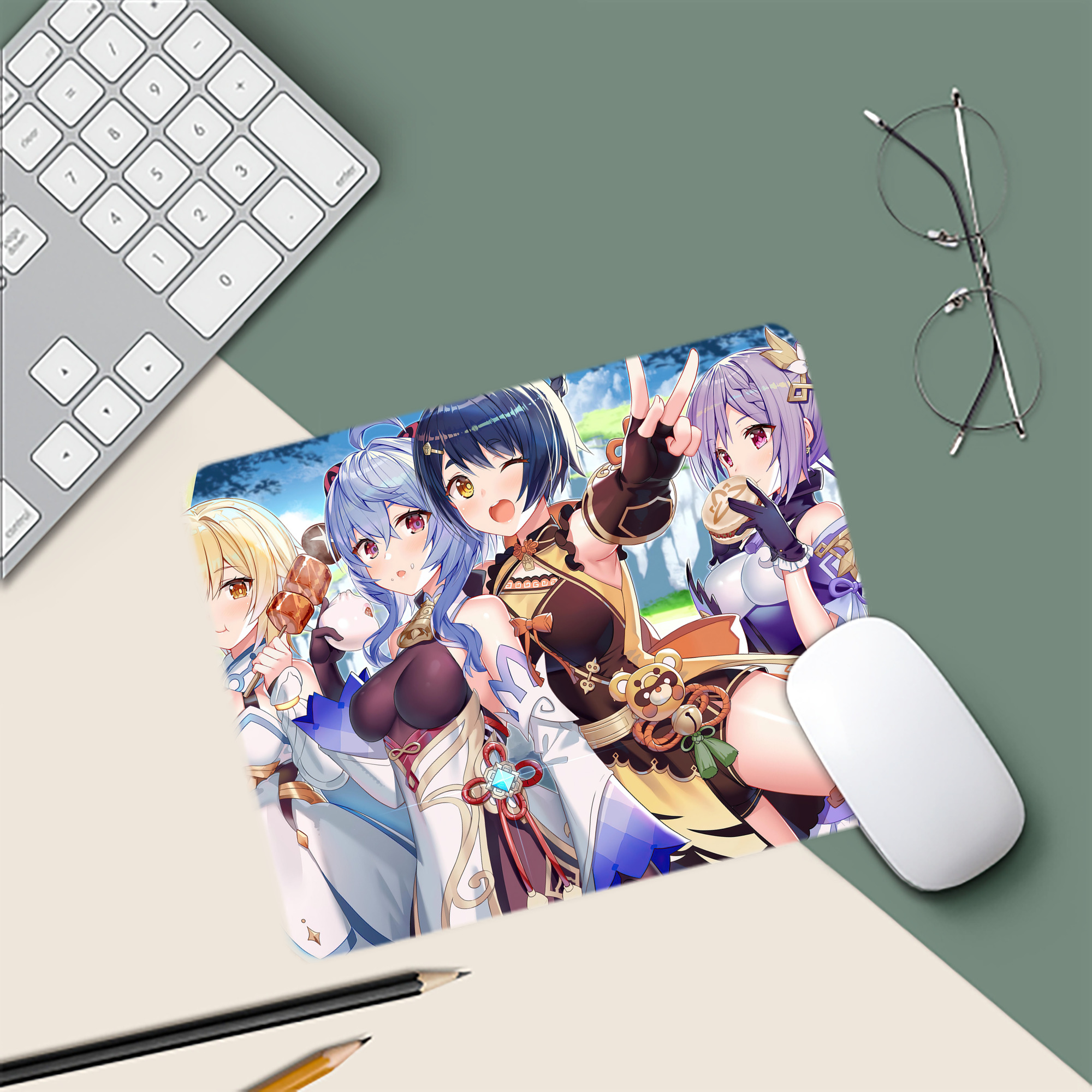 げんし神 genshin マウスパッド ステッチ加工 ラバー素材 防水 滑り止め 超薄型 ゲーミング/オフィス対応