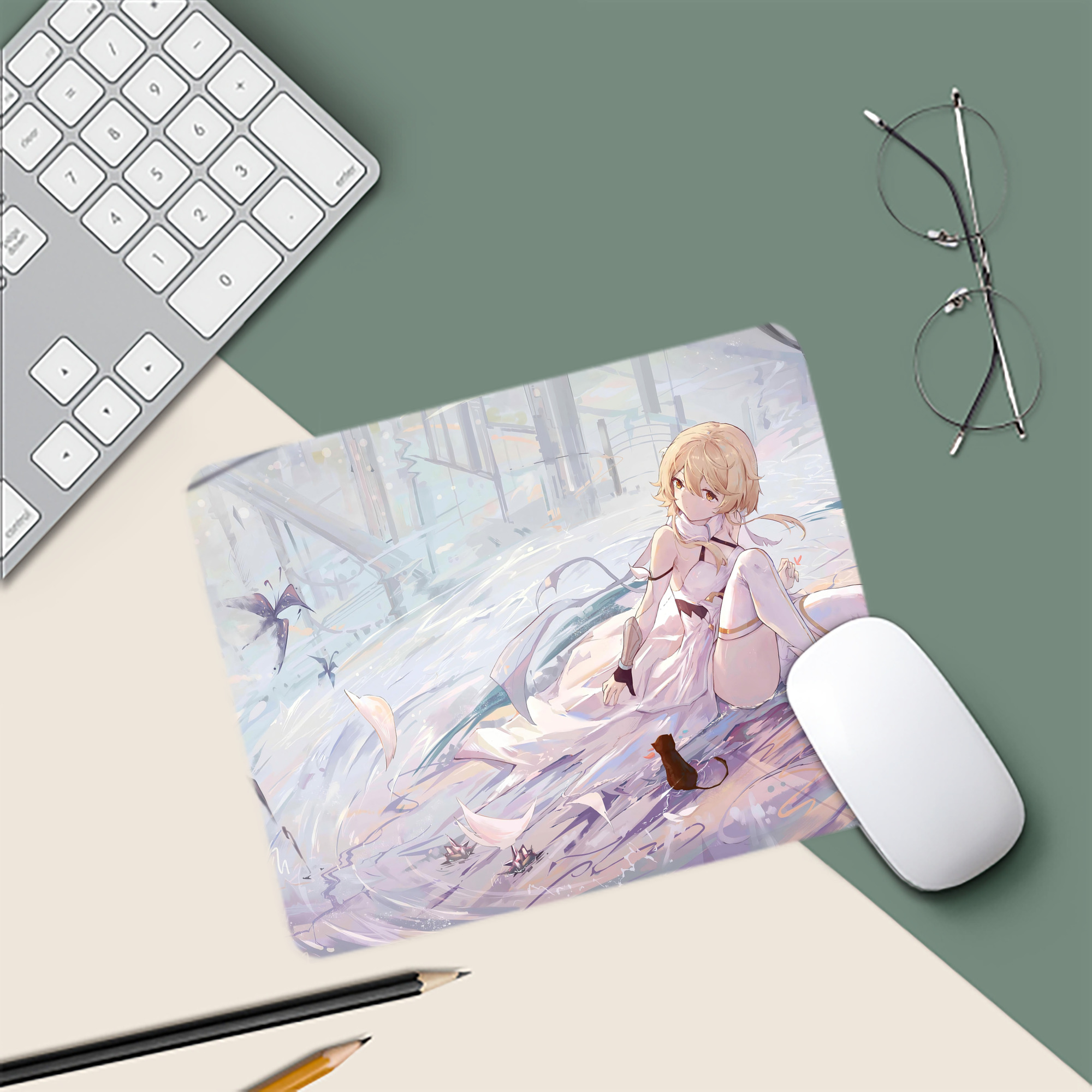 げんし神 genshin マウスパッド ステッチ加工 ラバー素材 防水 滑り止め 超薄型 ゲーミング/オフィス対応