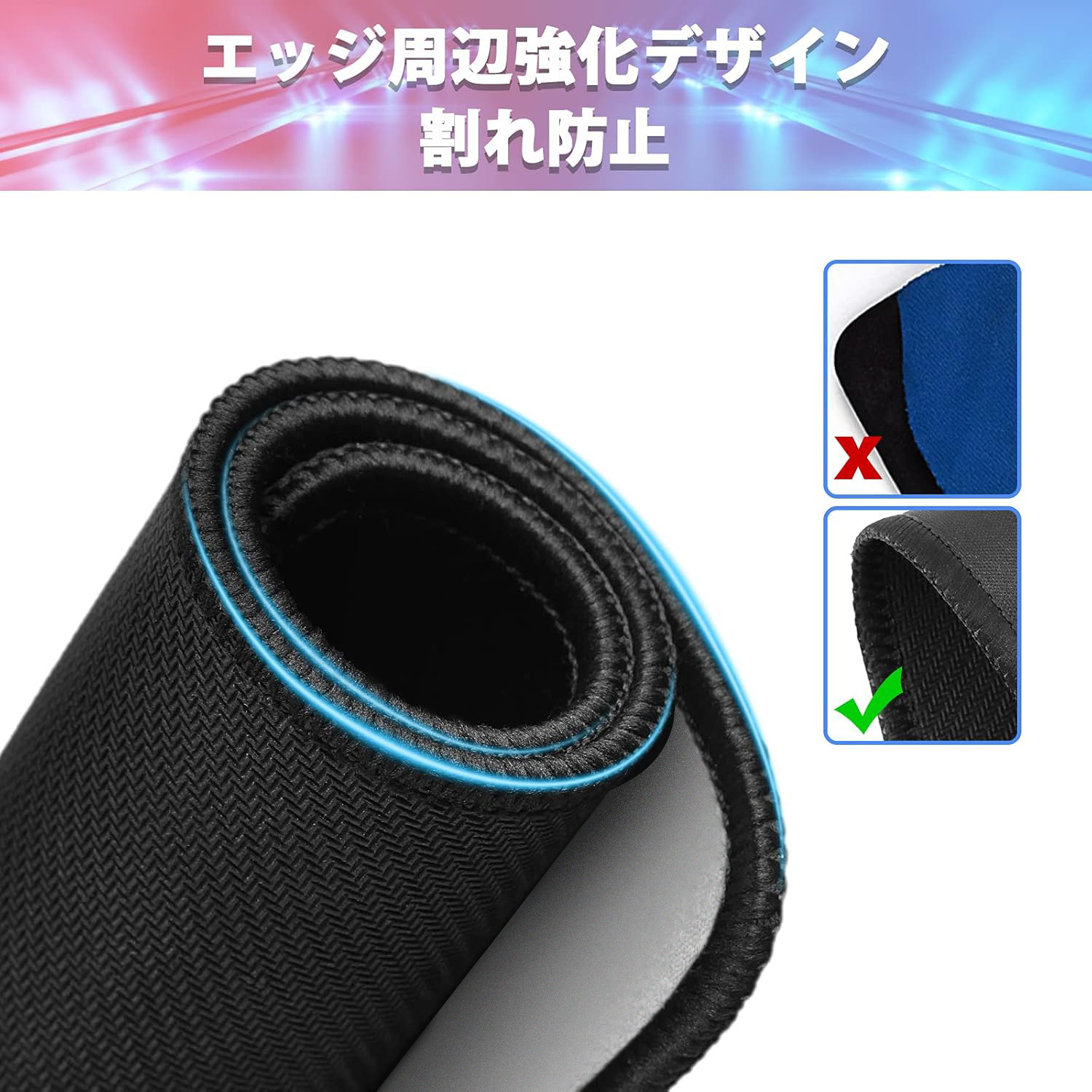 げんし神 genshin ステッチ加工 大判デスクマット／滑り止めマウスパッド