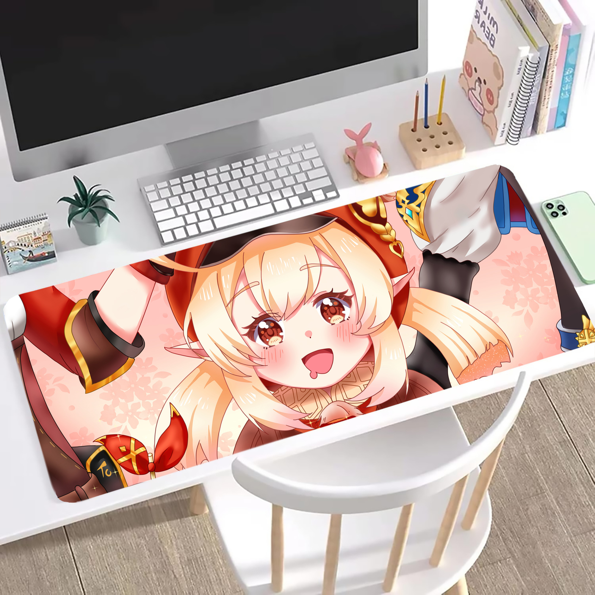 げんし神 genshin ステッチ加工 大判デスクマット／滑り止めマウスパッド