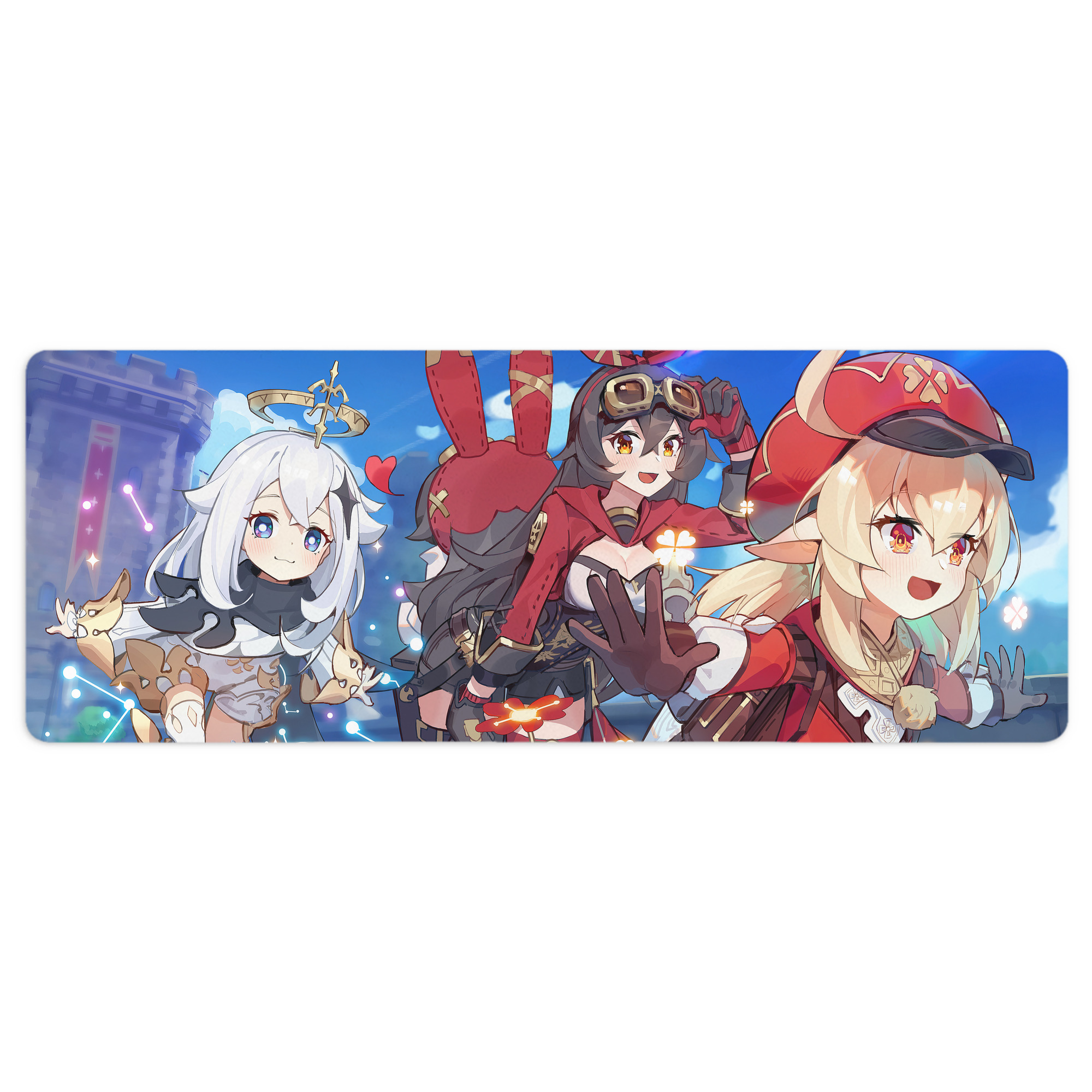 げんし神 genshin ステッチ加工 大判デスクマット／滑り止めマウスパッド