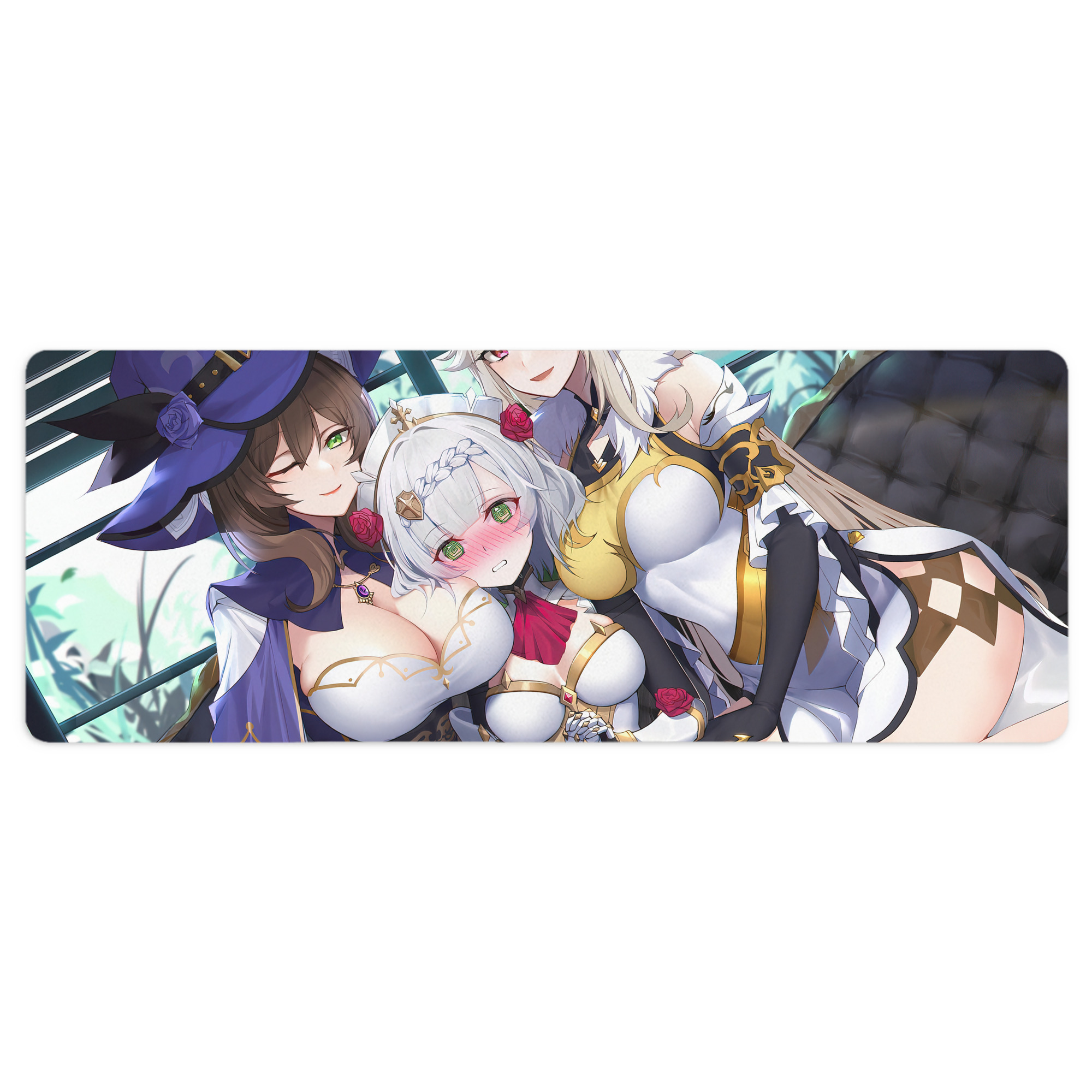 げんし神 genshin ステッチ加工 大判デスクマット／滑り止めマウスパッド
