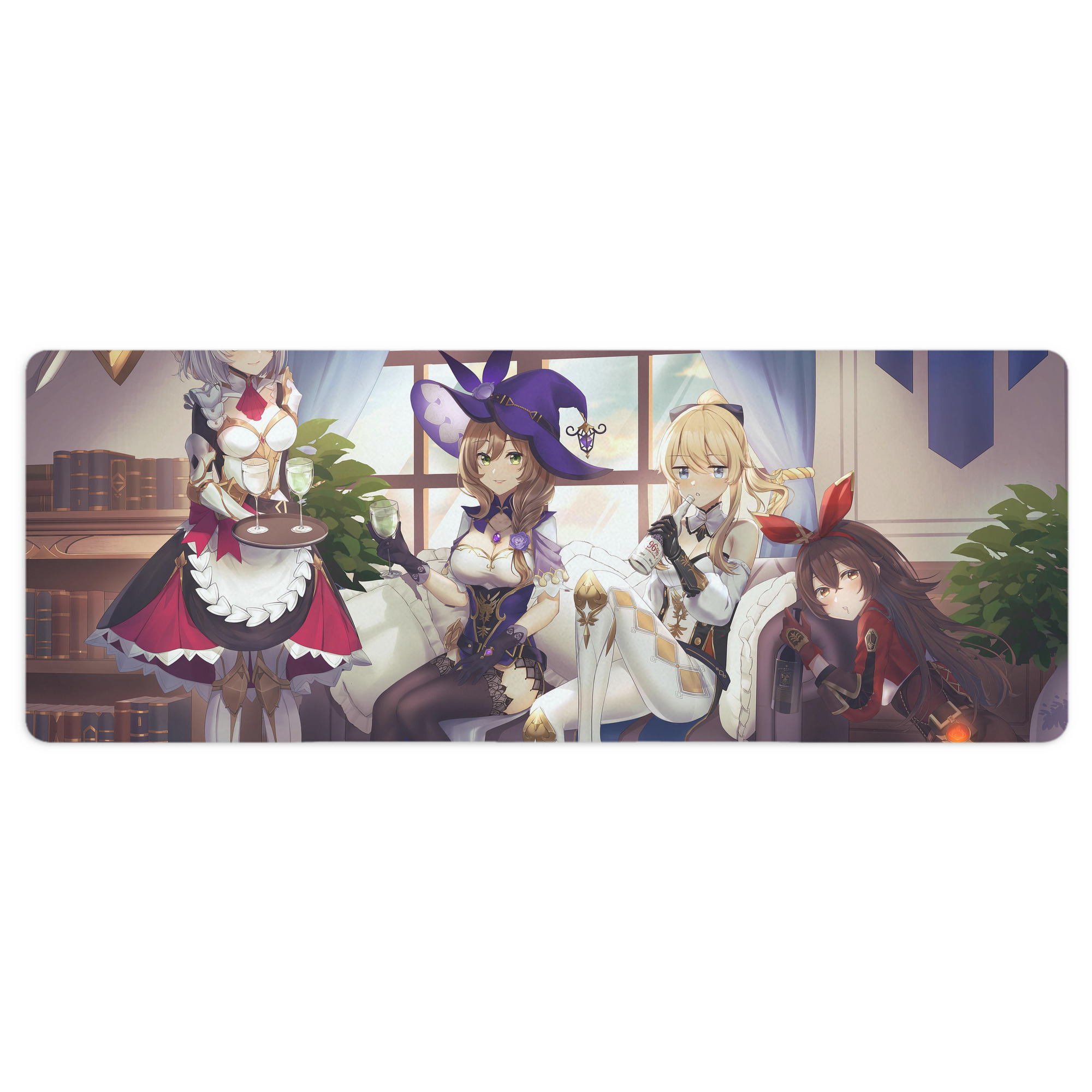げんし神 genshin ステッチ加工 大判デスクマット／滑り止めマウスパッド