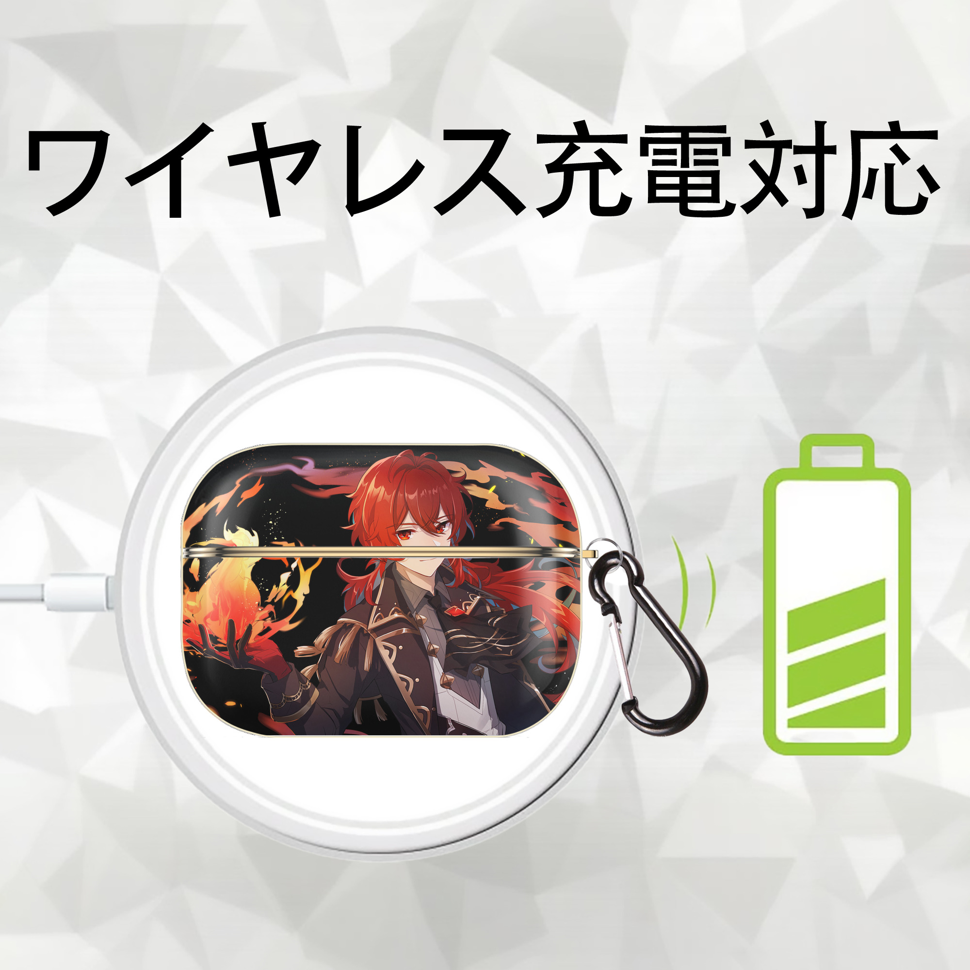 げんし神 genshin 【AirPods Pro用】ハードシェル保護ケース｜耐衝撃・防指紋・カラビナ付き商品仕様