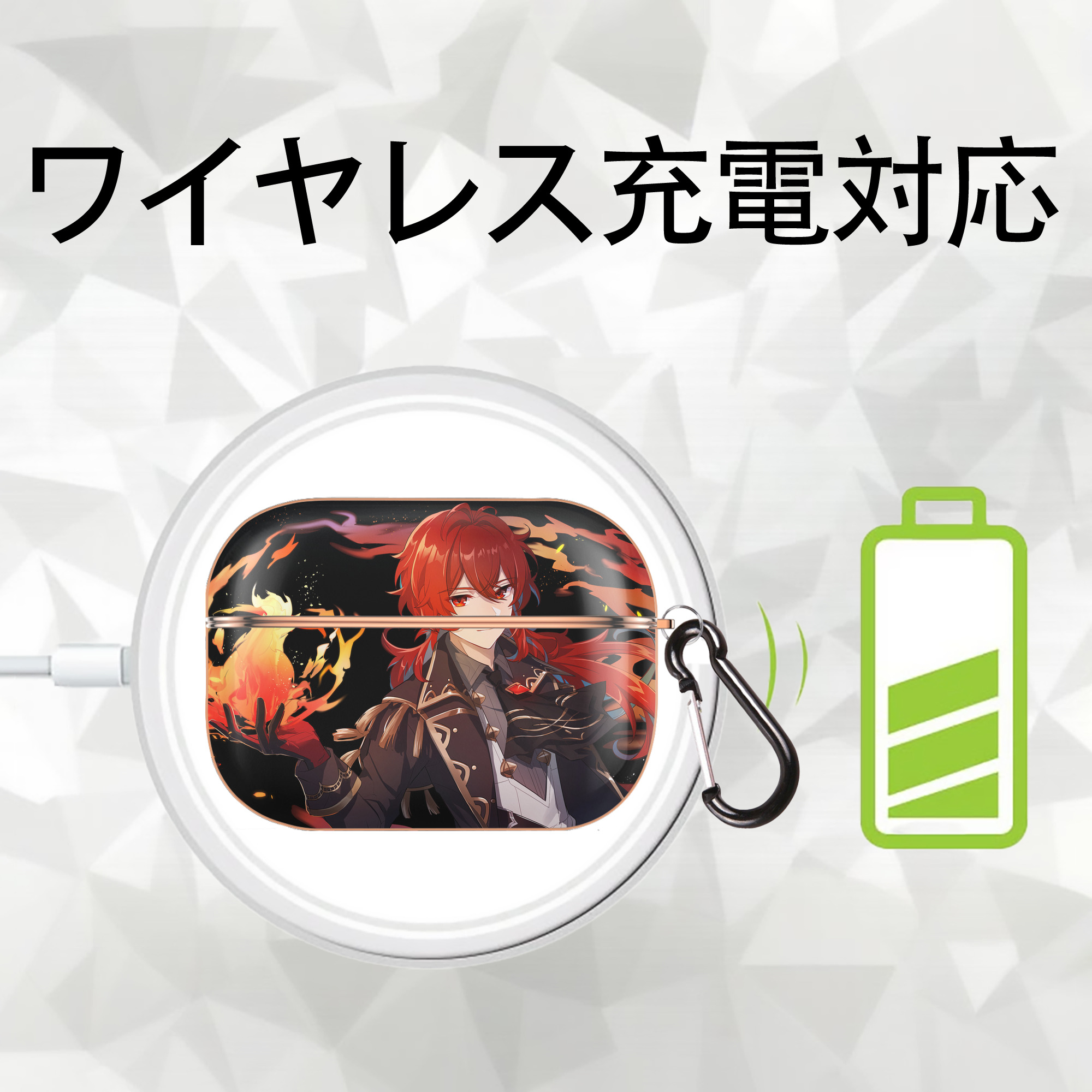 げんし神 genshin 【AirPods Pro用】ハードシェル保護ケース｜耐衝撃・防指紋・カラビナ付き商品仕様
