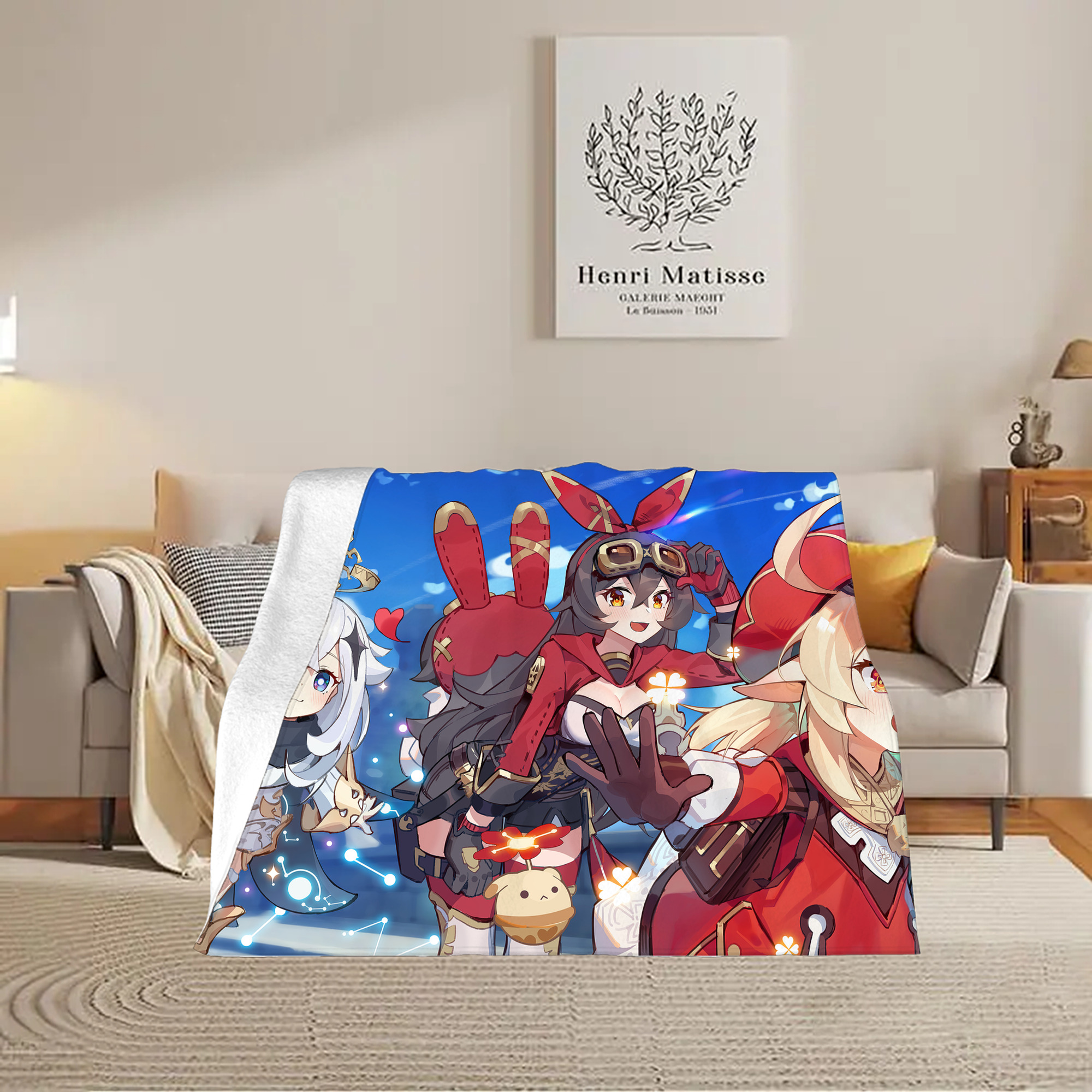 げんし神 genshin フランネルブランケット・多サイズ対応（横型）