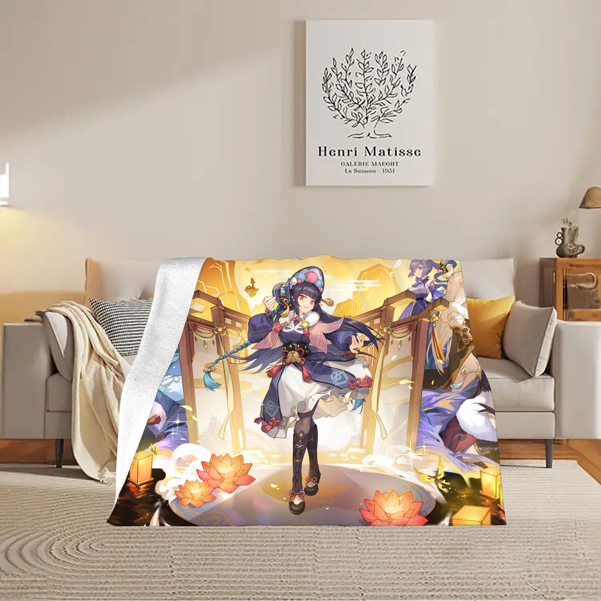 げんし神 genshin フランネルブランケット・多サイズ対応（横型）