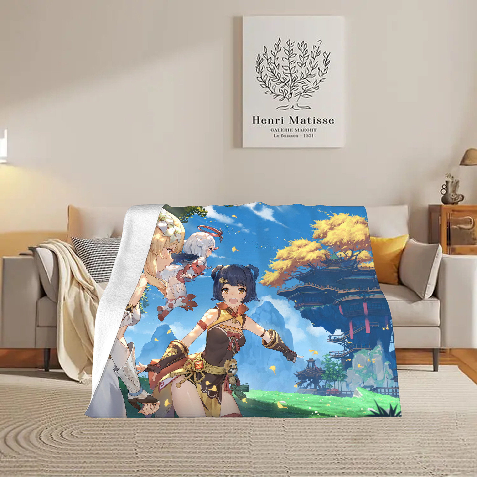 げんし神 genshin フランネルブランケット・多サイズ対応（横型）