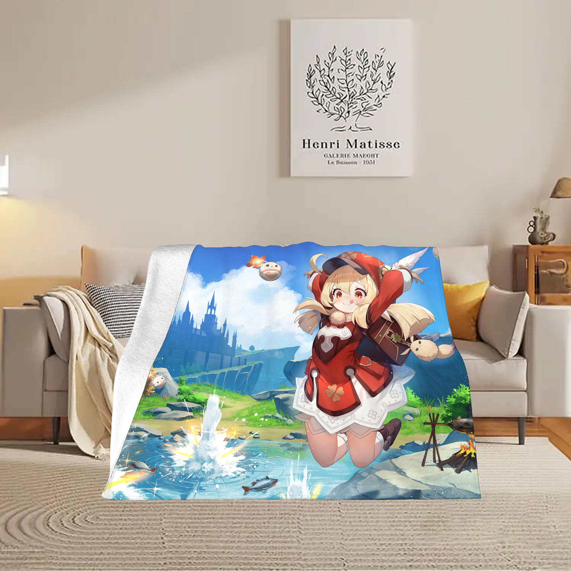 げんし神 genshin フランネルブランケット・多サイズ対応（横型）