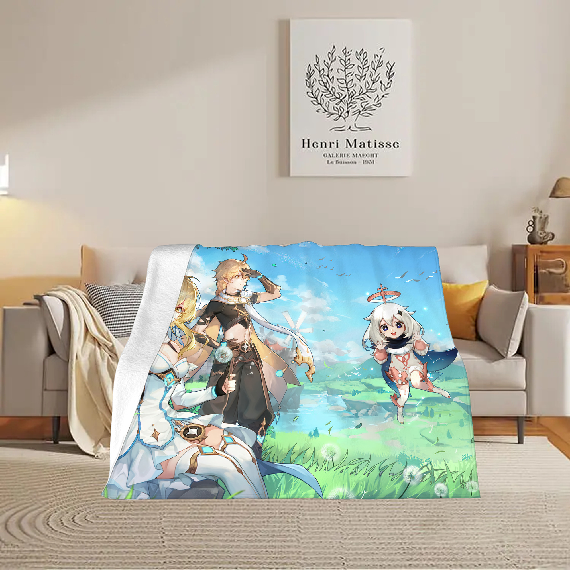 げんし神 genshin フランネルブランケット・多サイズ対応（横型）