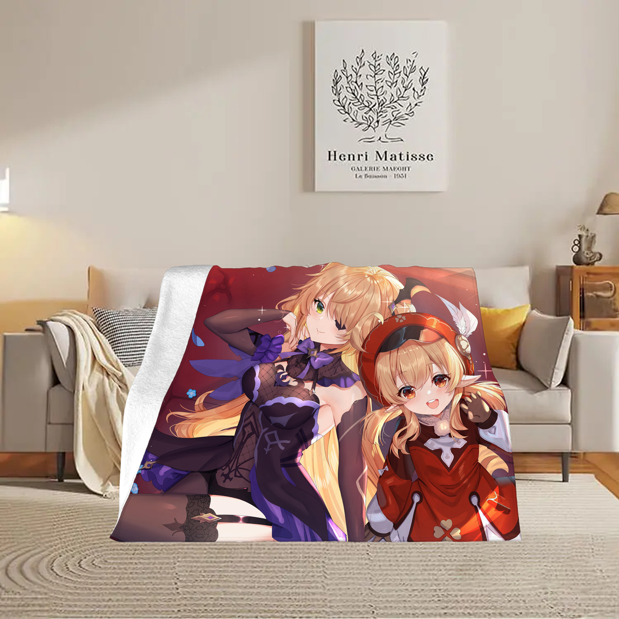 げんし神 genshin フランネルブランケット・多サイズ対応（横型）