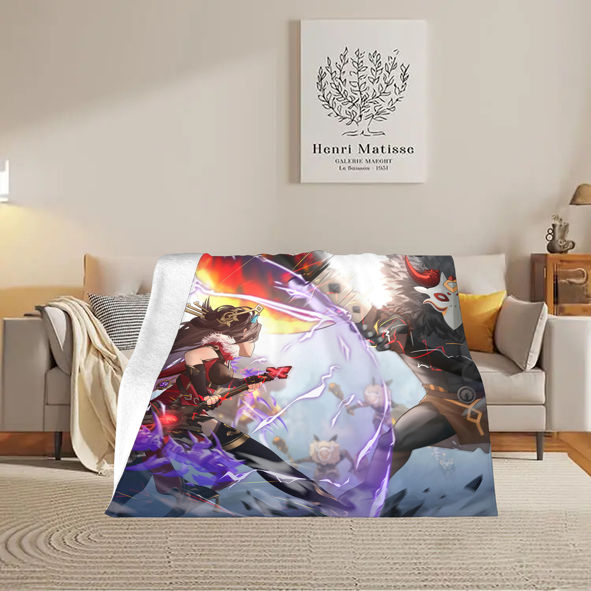 げんし神 genshin フランネルブランケット・多サイズ対応（横型）