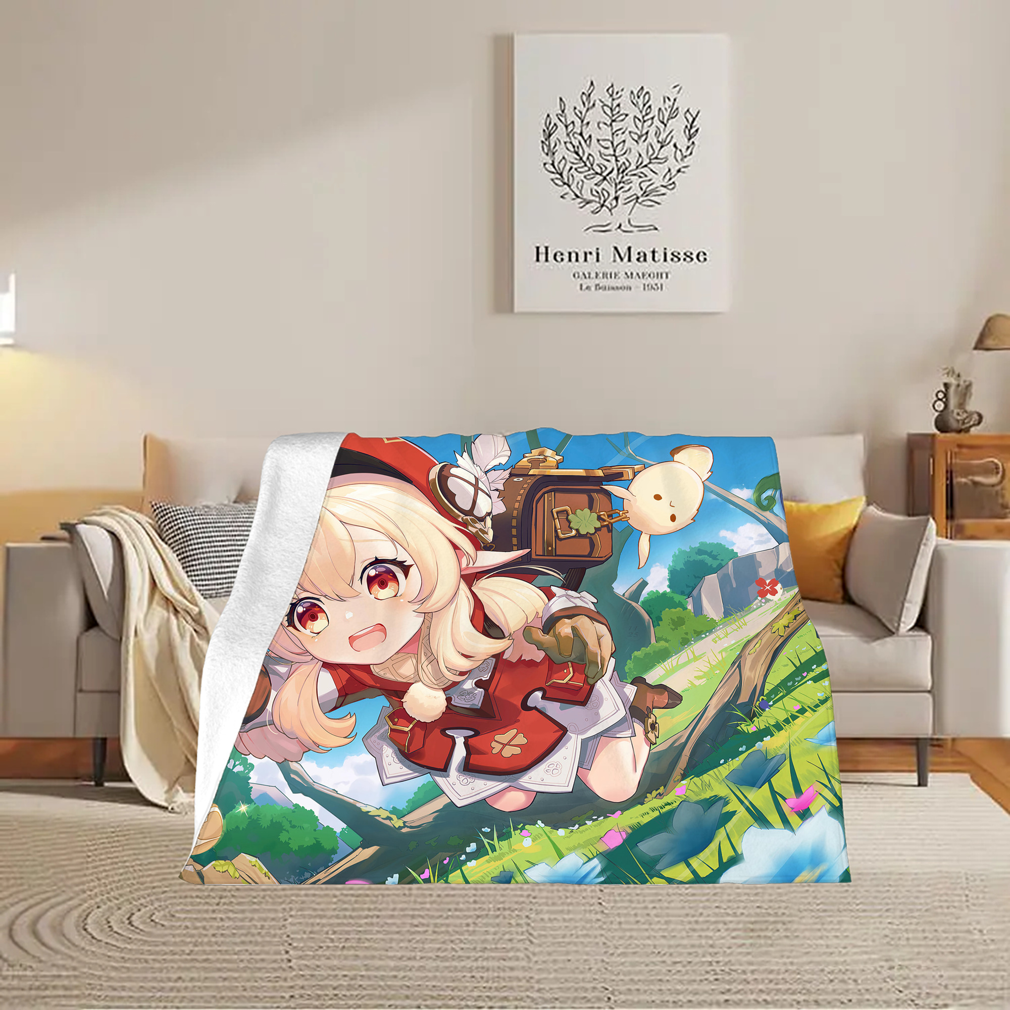 げんし神 genshin フランネルブランケット・多サイズ対応（横型）