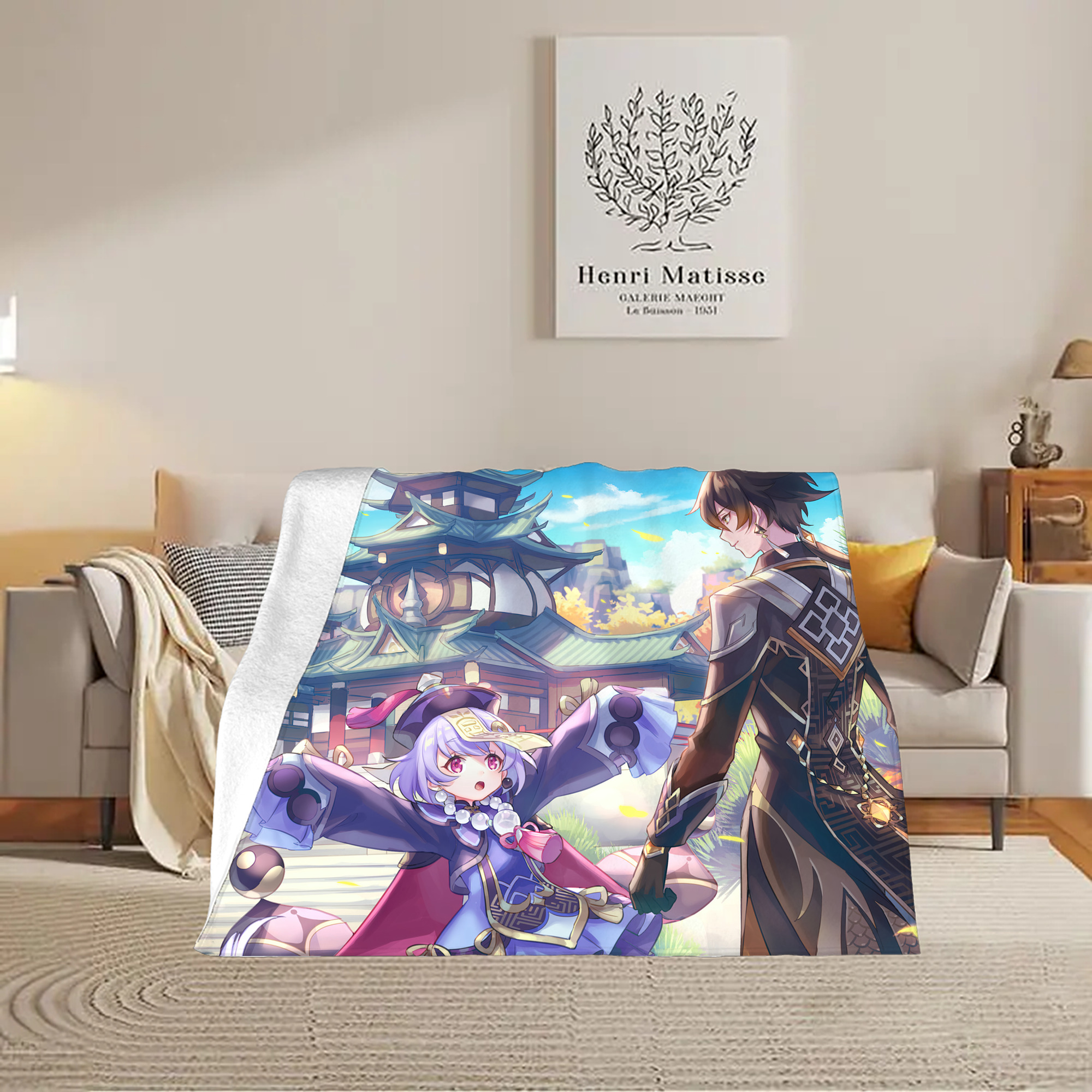 げんし神 genshin フランネルブランケット・多サイズ対応（横型）