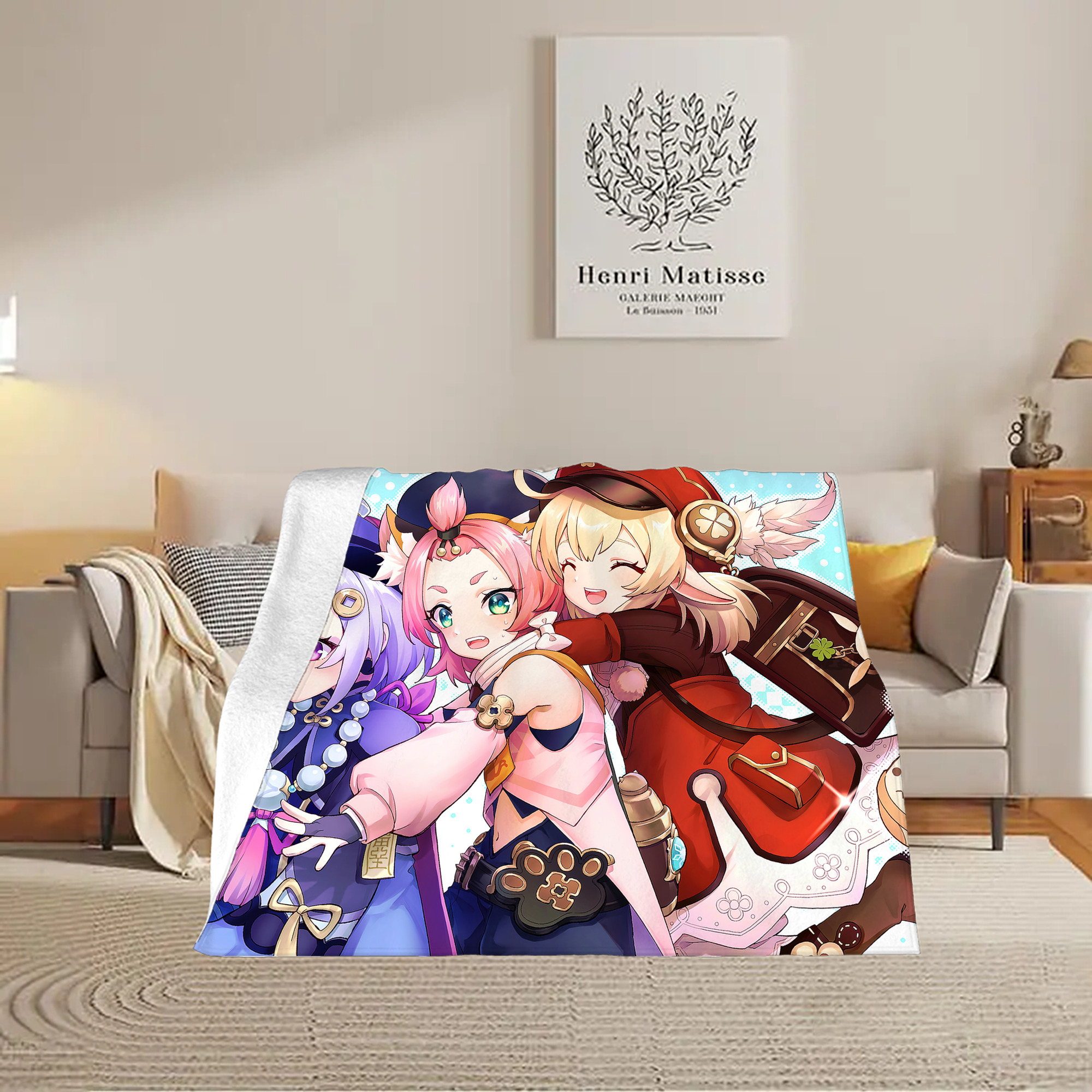 げんし神 genshin フランネルブランケット・多サイズ対応（横型）